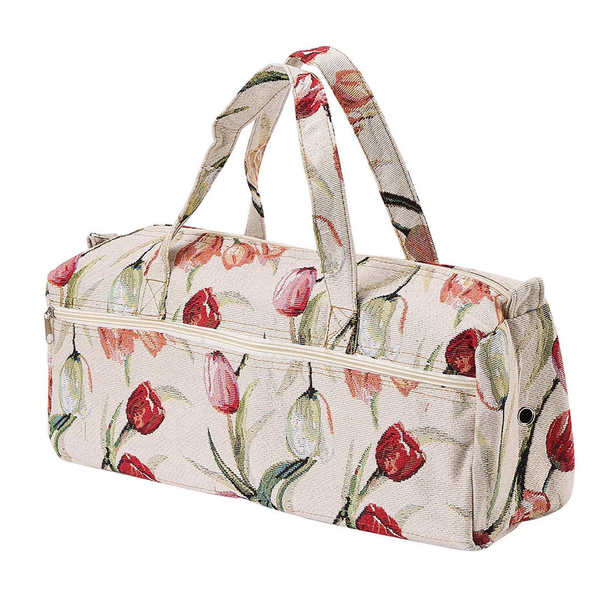 KooingTech Knitting Bag, Woven Fabric Knitting Storage Bag, Household Storage Tote Organizer Knitting Tools Storage Bag(Rose Jacquard)