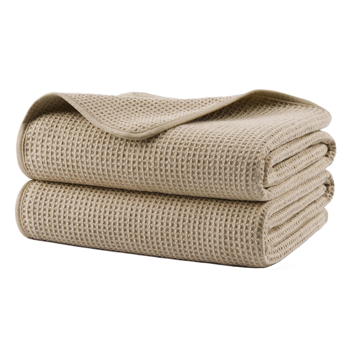 POLYTE 380 gsm Microfibre Oversize Quick Dry Lint Free Waffle Bath Towel for Body, 76.2 x 152.4 cm, Set of 2