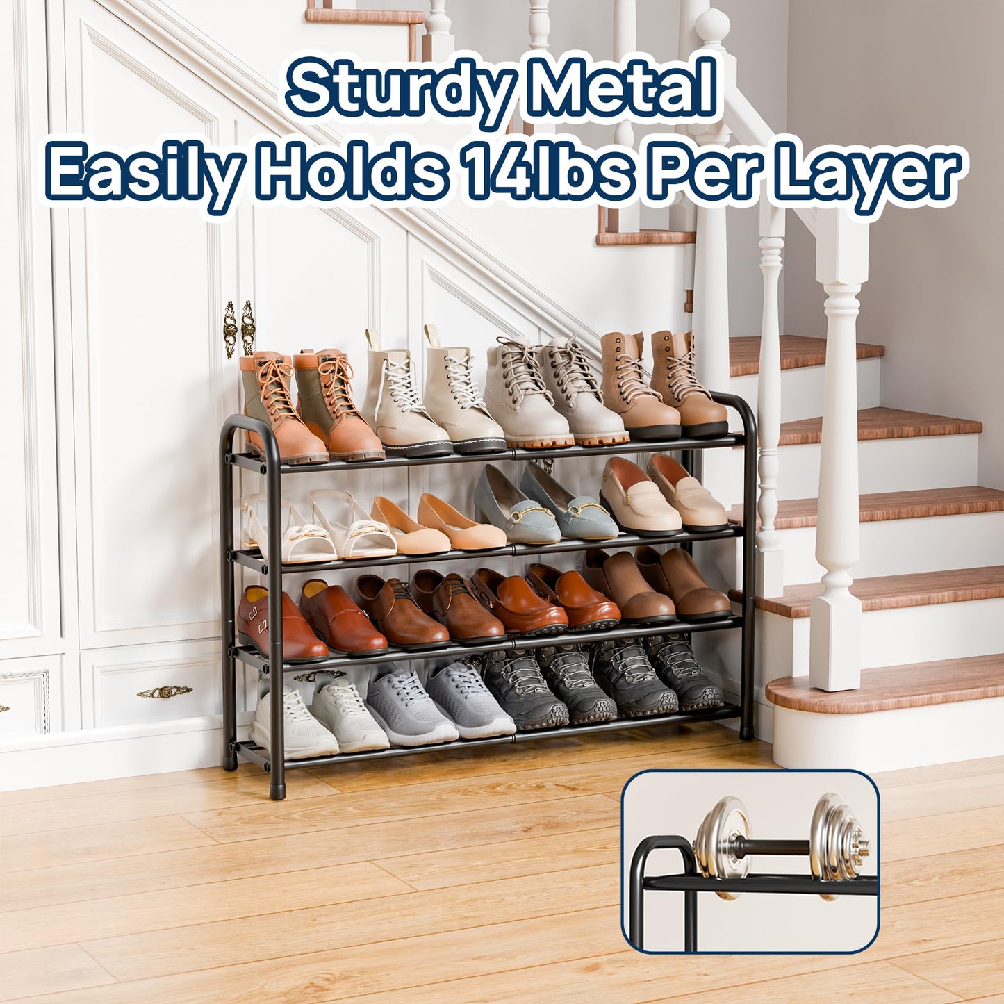 ENJOYBASICS Expandable Shoe Rack, 4 Tier Adjustable Shoe Storage Shelf