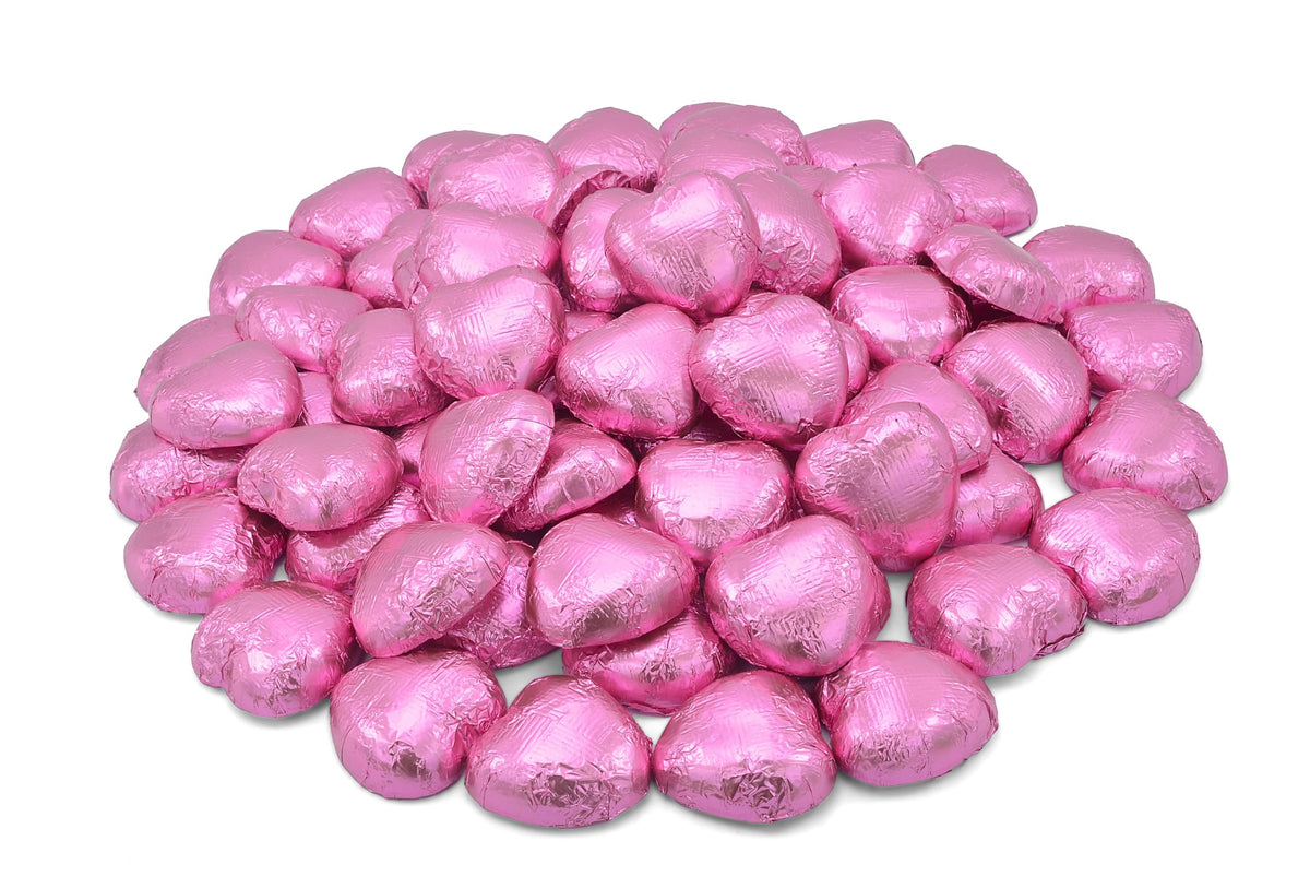 Wyeland Confectionery Luxury Milk Chocolate Hearts - For Wedding Favours, Anniversary, and Mothers Day - 1kg / 160 Pink Hearts