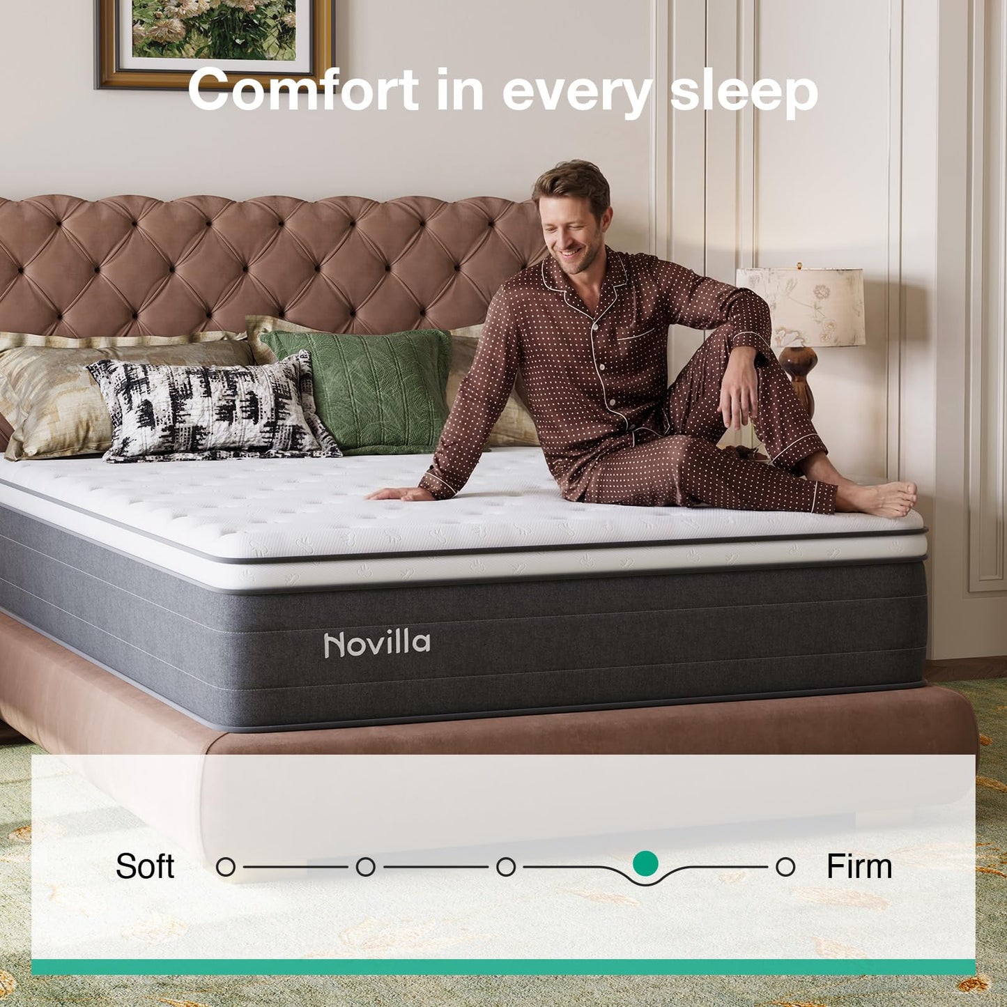 Novilla Single Mattress 3FT –27CM Medium Firm Memory Foam Hybrid Mattress with 7-Zone Pocket Sprung Support, Motion Isolation, Back Relief