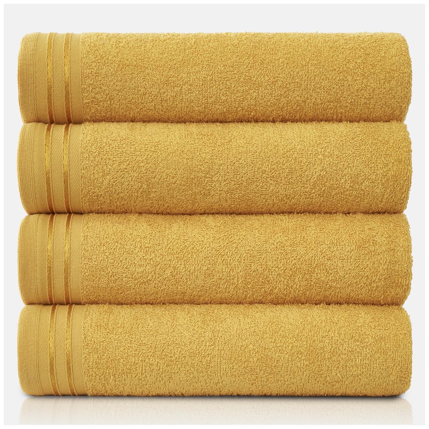 GC GAVENO CAVAILIA Large Towels Bath Sheet - Highly Absorbent Egyptian Cotton Towel Set - 4 Pack Extra Soft Large Bath Towel Ochre - Quick Dry Bath