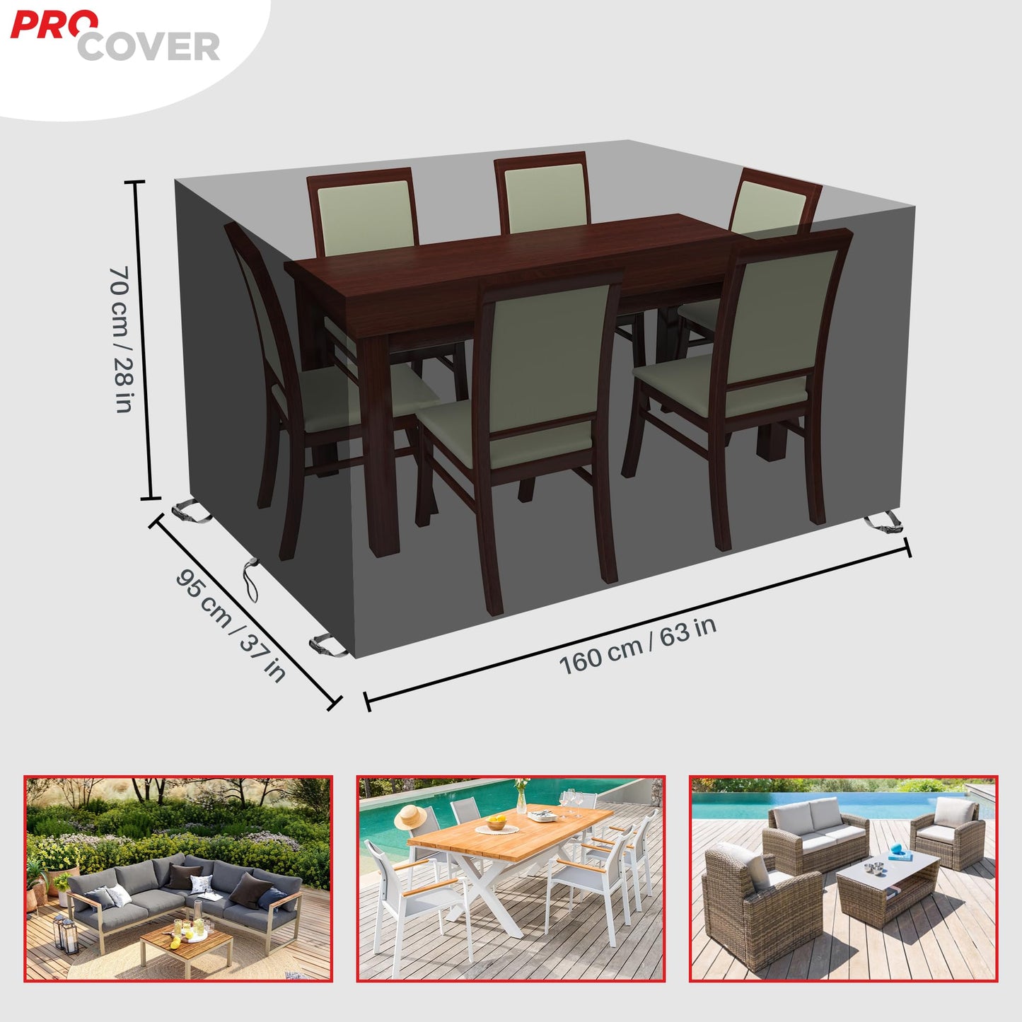 ProCover Premium Outdoor Furniture Cover: Durable, Waterproof Fabric with PVC Coating. Thick, Long-Lasting, Ideal for Garden Table, Lounge, Furniture,