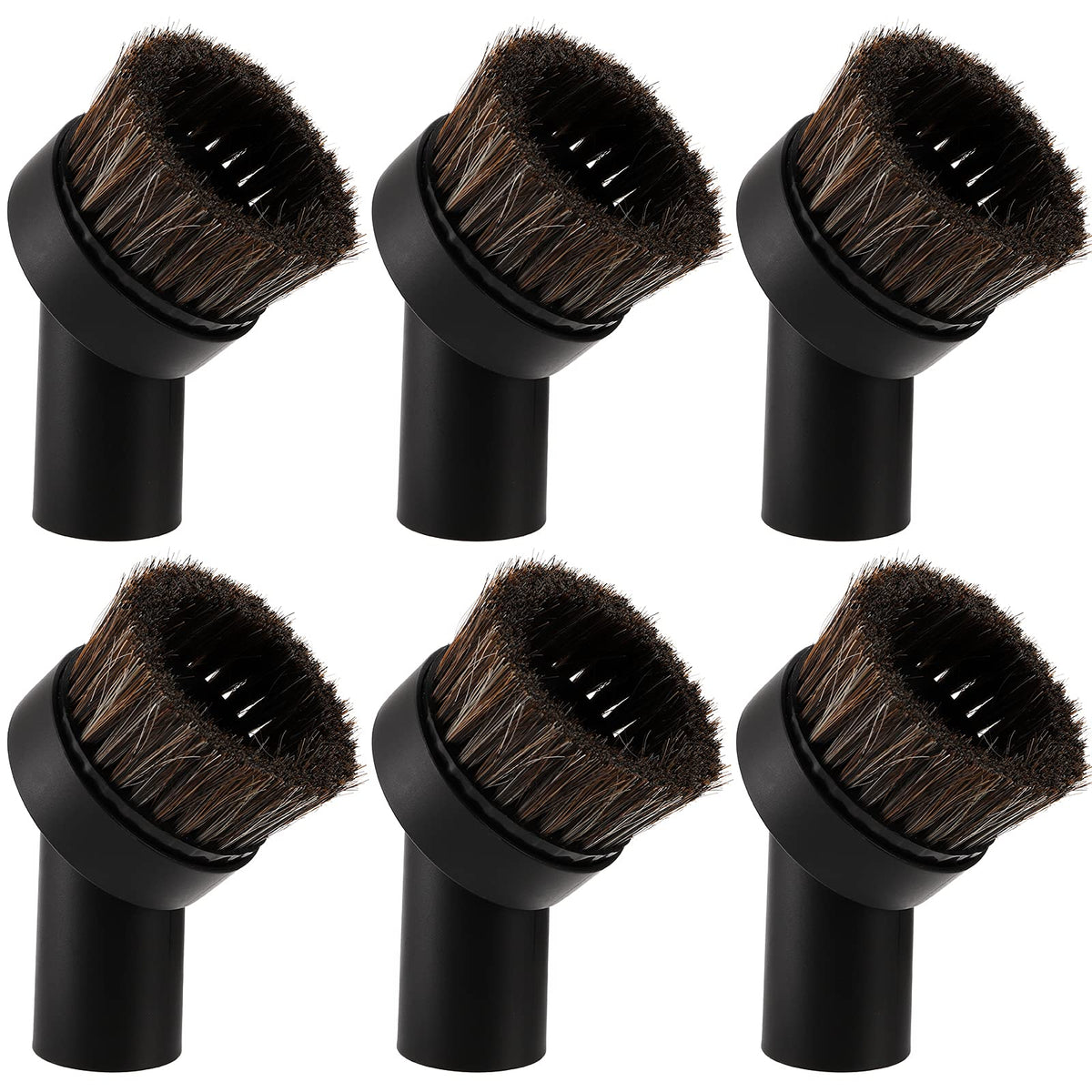 WUWEOT 6 Pack 1.25" (32mm) Vacuum Cleaner Brush Round Dust Brush, 25mm Horse Hair Vacuum Cleaner Attachment Replacement, Black Brush for Most Brand