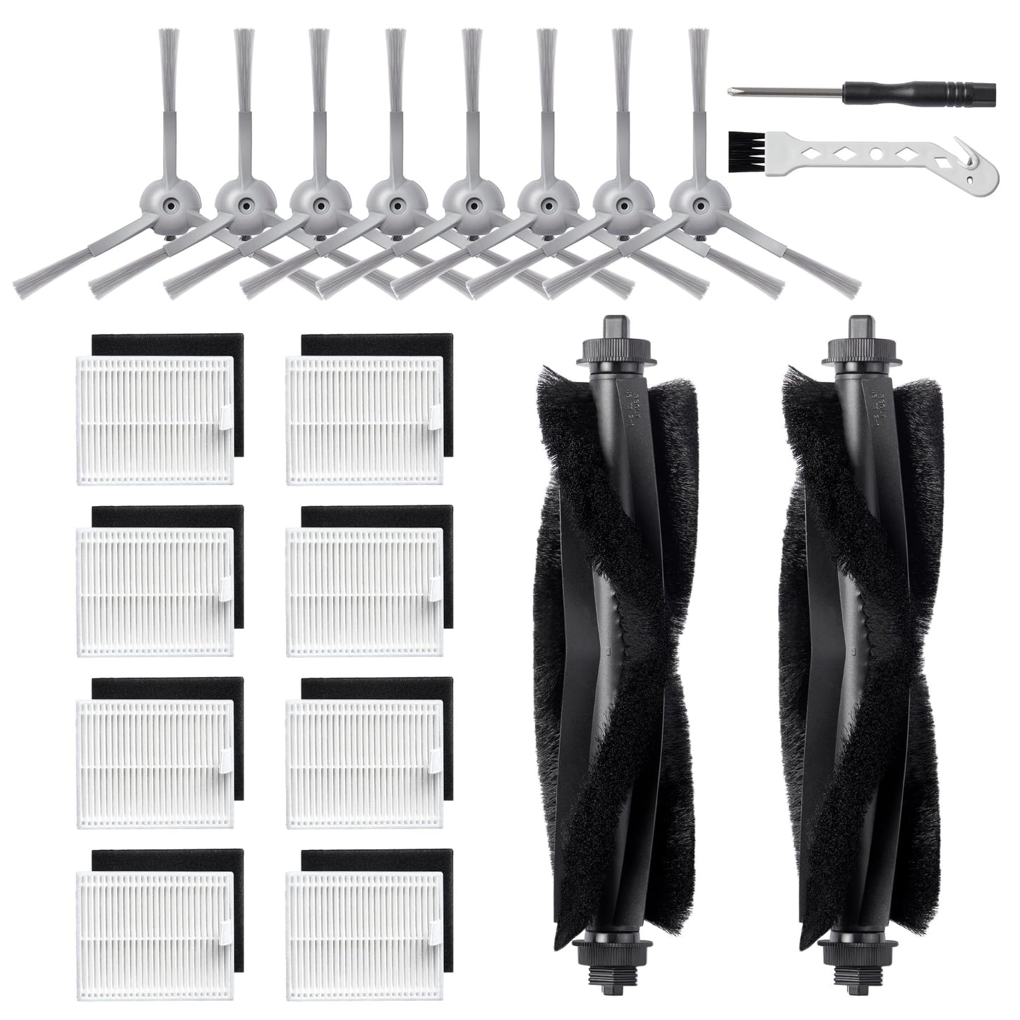 20 Pcs Replacement Part for Eufy L60/ L60 SES/ L50/ L50 SES Robot Vacuum Cleaner, Accessories Kit with 2 Roller Brush, 8 Side Brush, 8 Filters (with