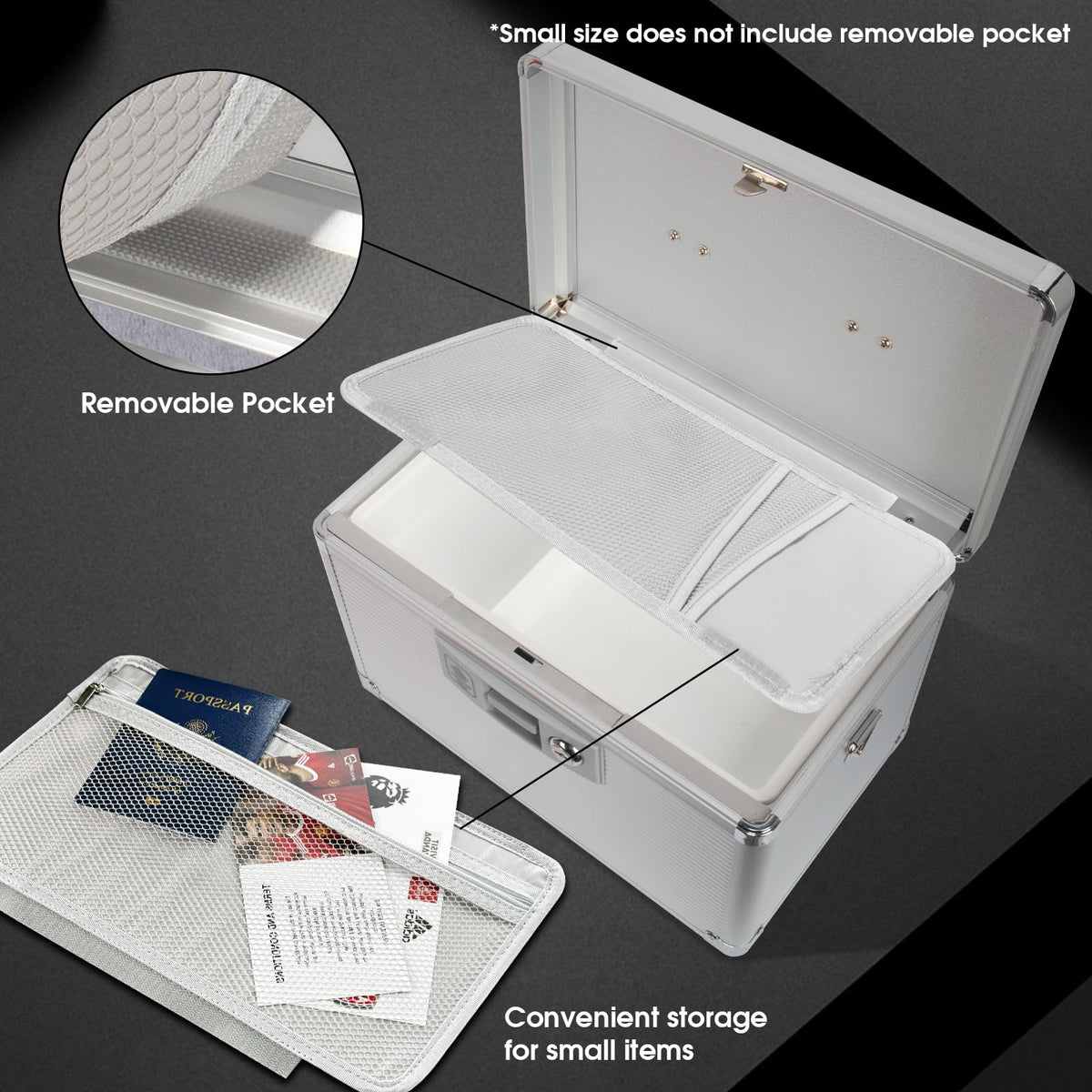 ZORVIDSON Medicine Lock Box with Key, Portable Medication Lock Box with Removeable Tray, Medicine Storage Box for Home (Silver, Medium)