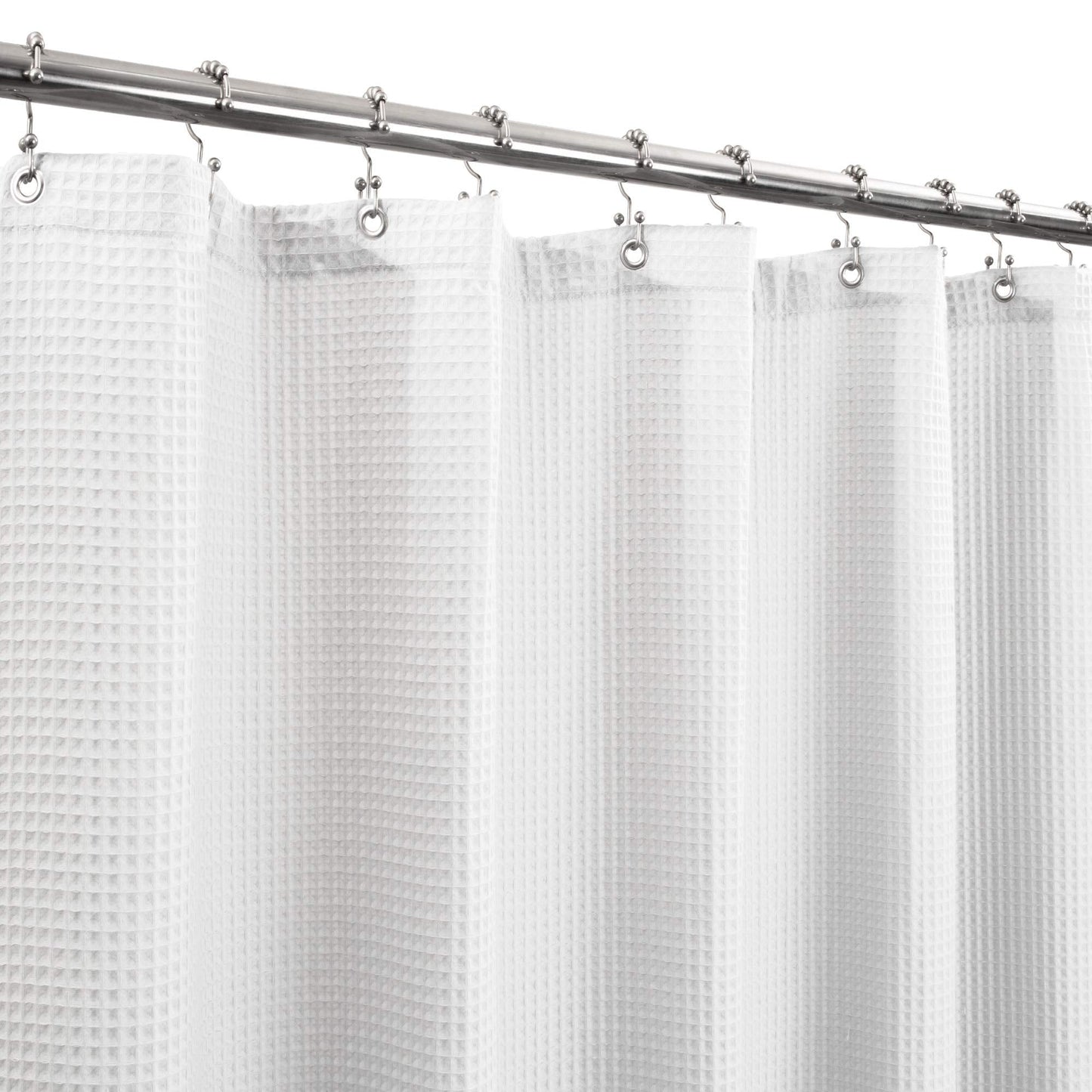 Barossa Design Fabric Shower Curtain Waffle 72Wx84L(Extra Long) White(honeycomb)