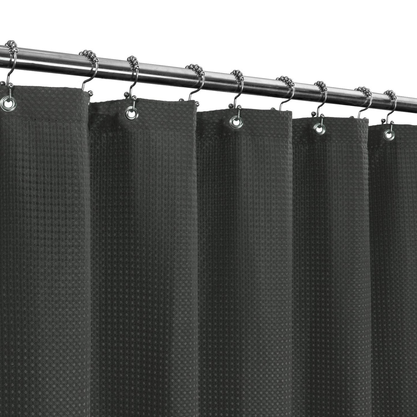 Barossa Design Waffle Shower Curtain for Luxury Hotel Spa - Heavy Duty Fabric 230 GSM No Blowing Waterproof Machine Washable - Graphite Grey, 71" x