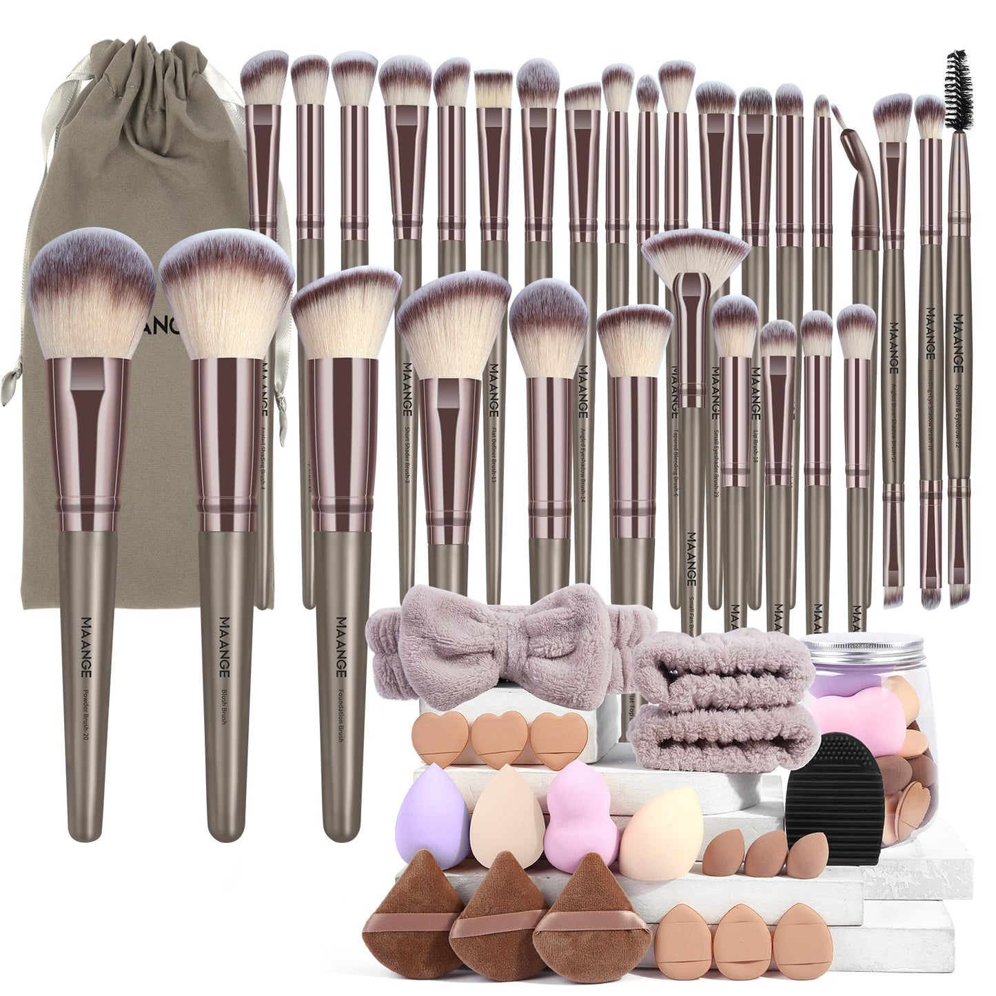 MAANGE Makeup Brushes, 51 Pcs Makeup Tool Set Multi-functional Makeup Brush Set Foundation Powder Blush Concealers Eyeshadows Make up