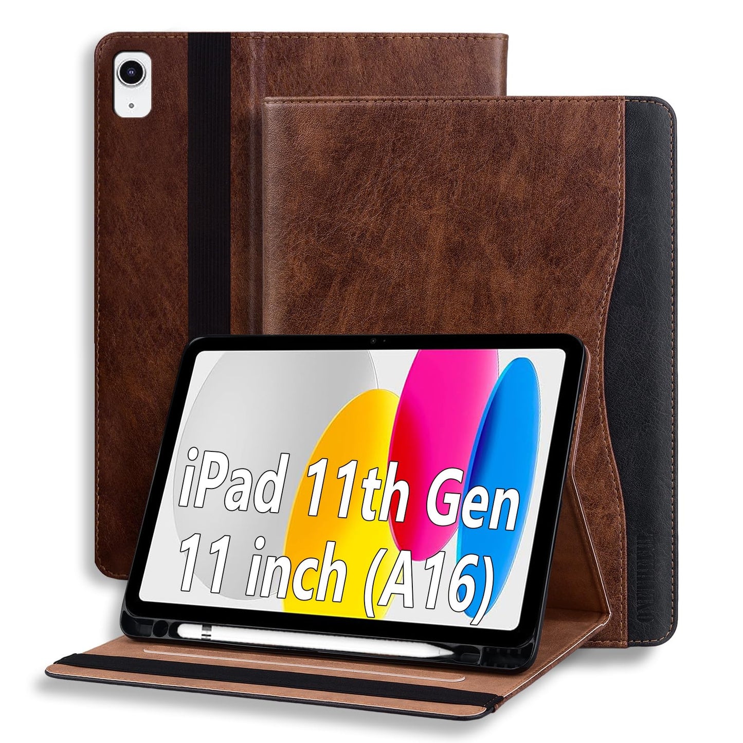 ONETHEFUL Case for iPad 11th Generation 11 Inch 2025(A16)/iPad 10th Generation 10.9 Inch 2022, Premium Leather Business Cover with Auto Wake/Sleep,