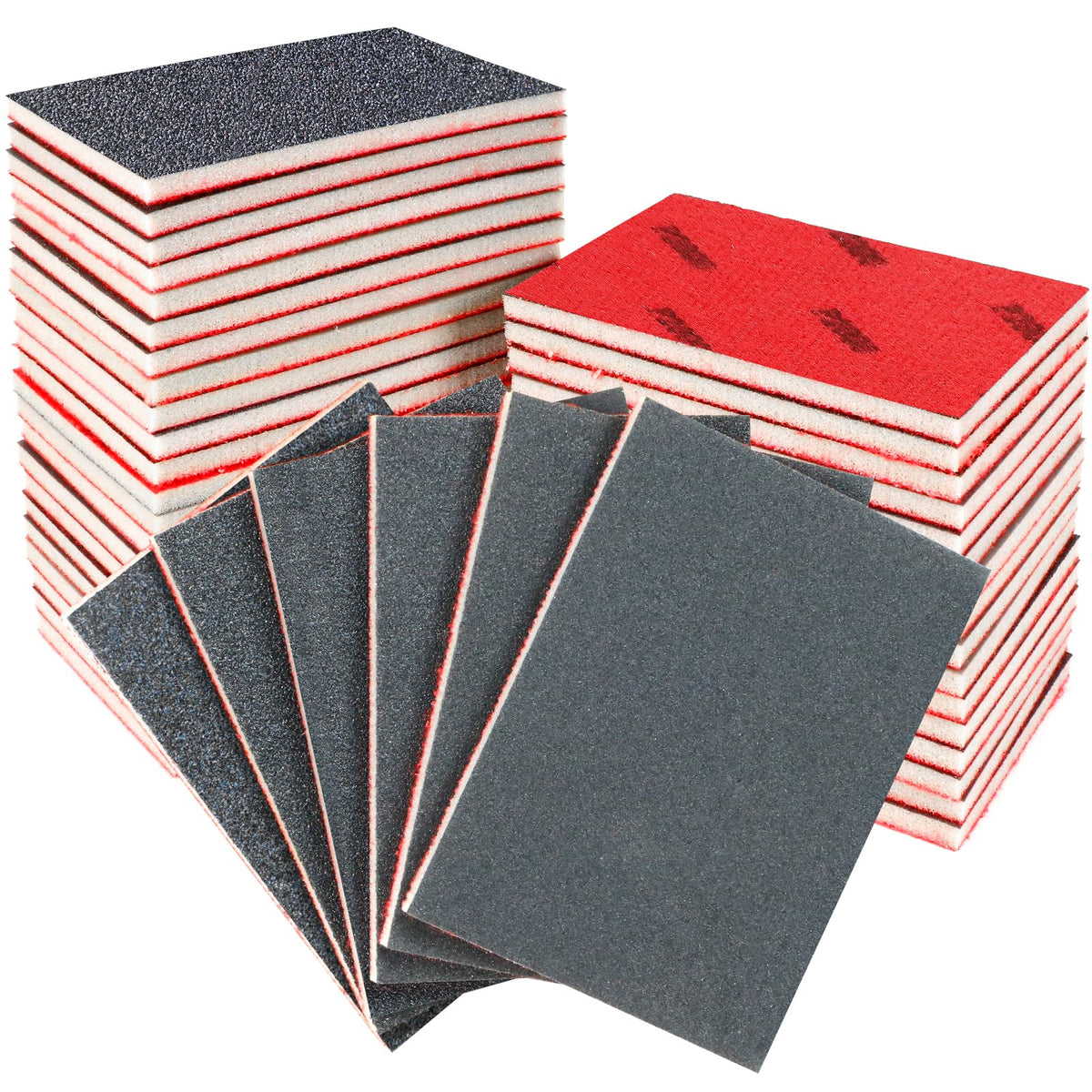 36 Pcs Sanding Sponge - 80/120/180/240/320/400 Grit Sanding Pads, Flexible Sandpaper Block Coarse and Fine, Foam Sand Pads Washable and Reusable, Wet