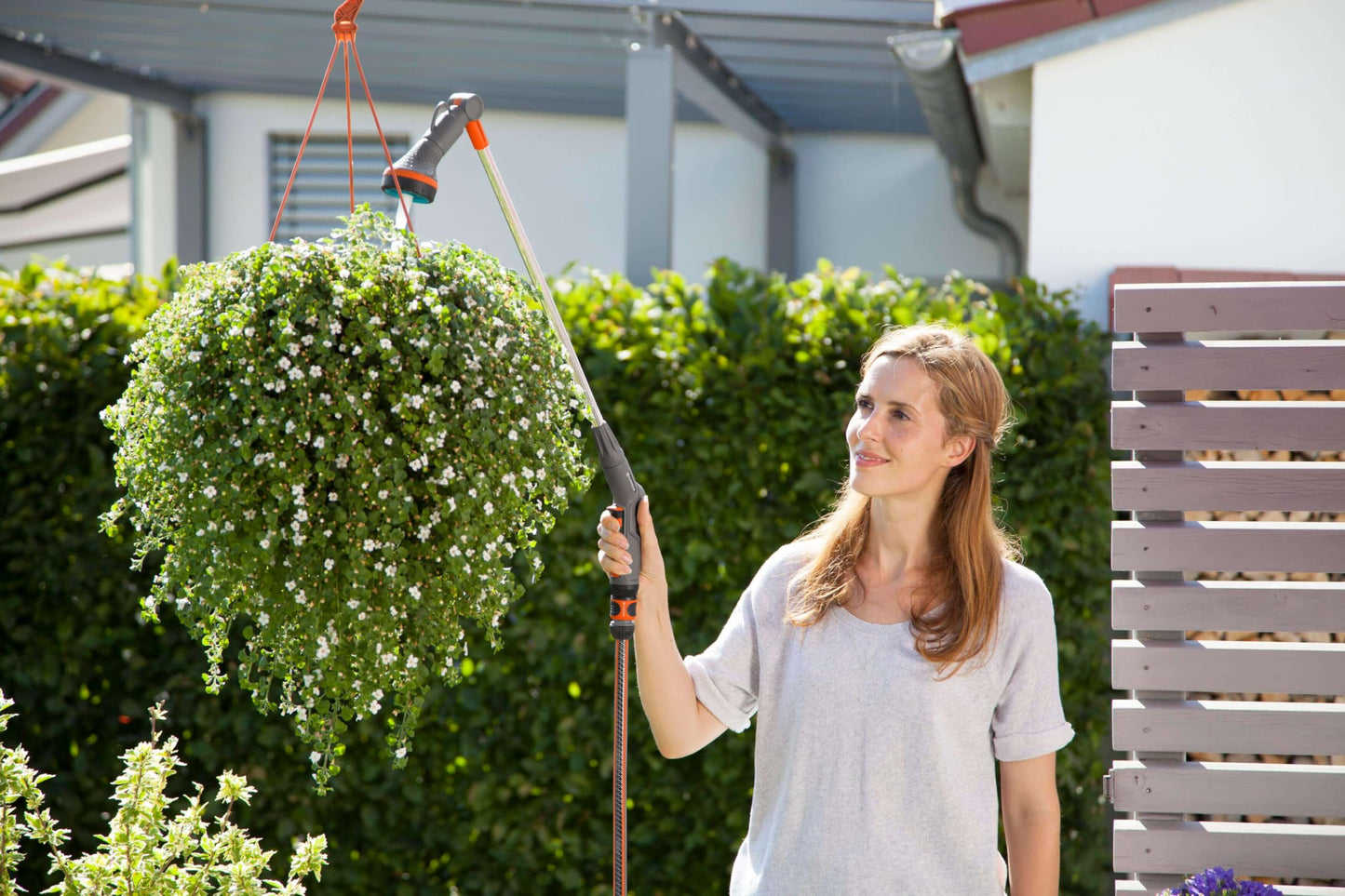 Gardena Comfort Hanging Basket Spray Lance: Robust Garden Sprayer for Watering and Cleaning, 90 cm Long, with Soft Spray and Bubble Jet Spray,