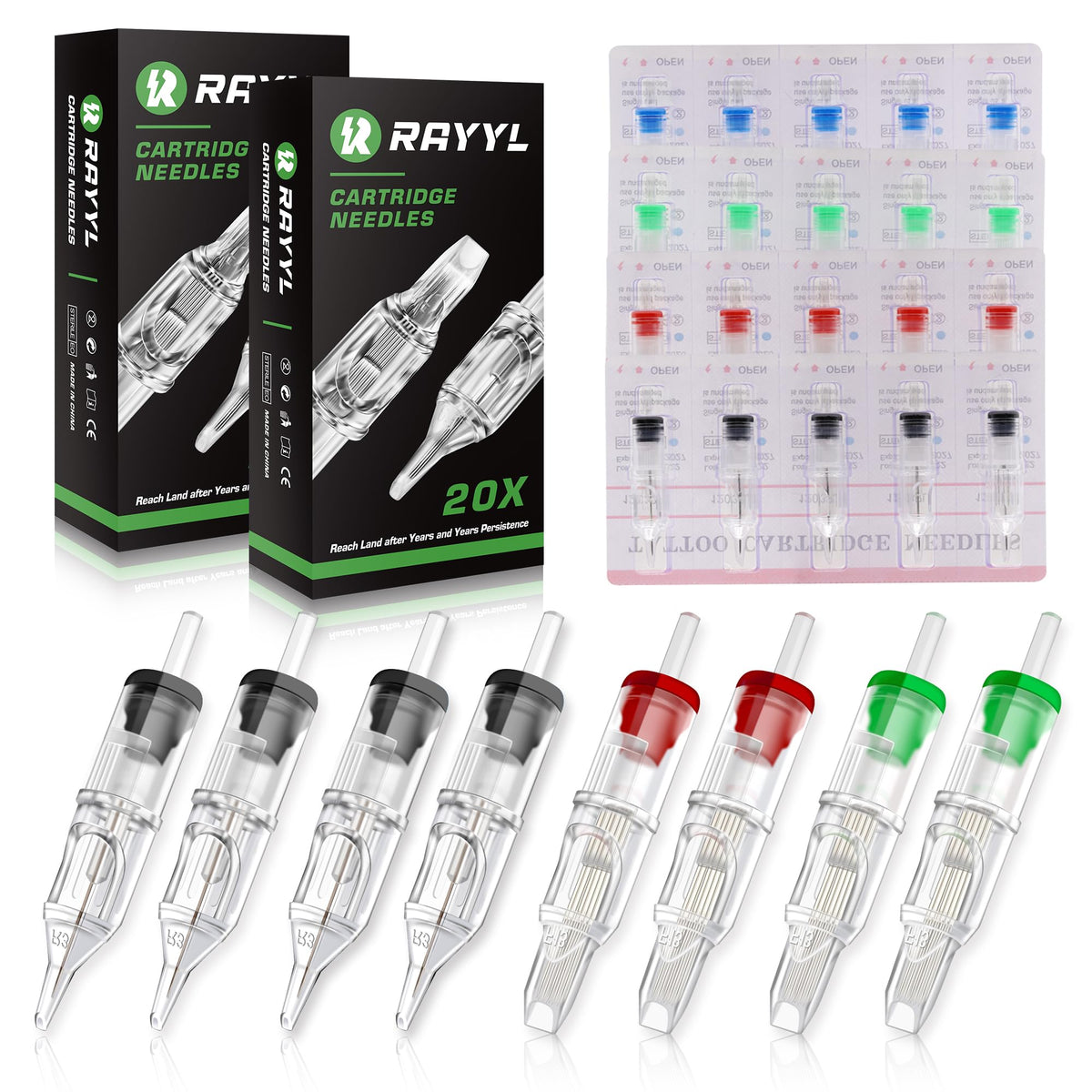 rayyl 40pcs Cartridge Mix 1203RL 1205RL 1207RM 1209RM for Rotary Pen Machine, RL+RM, 1.0 count