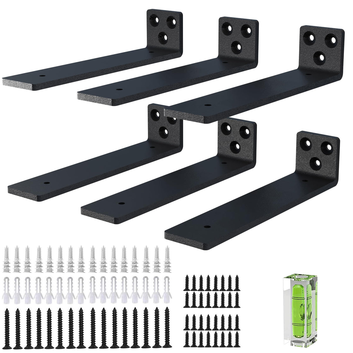 Heavy Duty Industrial 15cm Hidden Shelf Brackets - 5mm Thick Iron, 6 Pack With Modern Rustic Finish