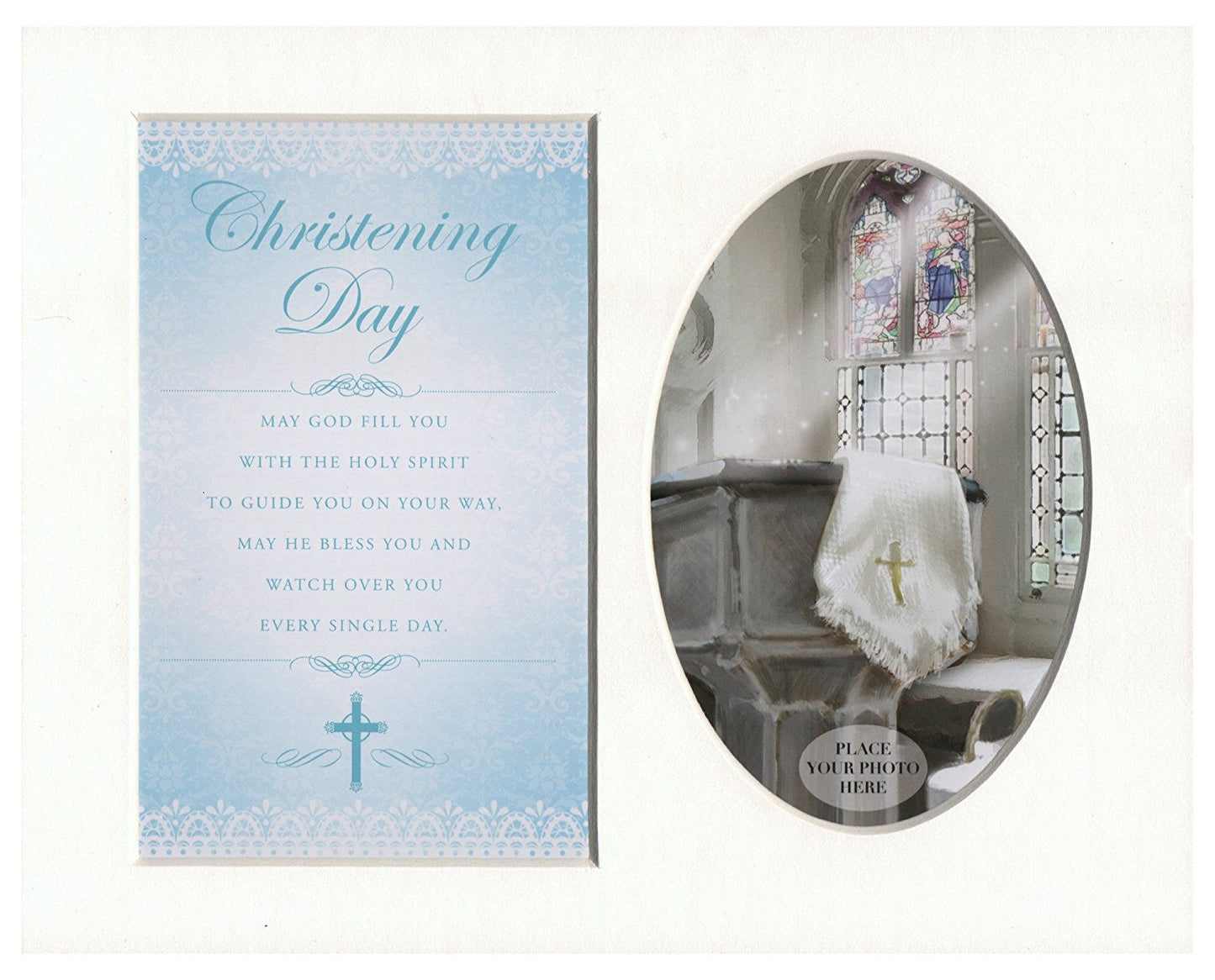 Christening Day (Blue) Special Keepsake Photo Frame Mount