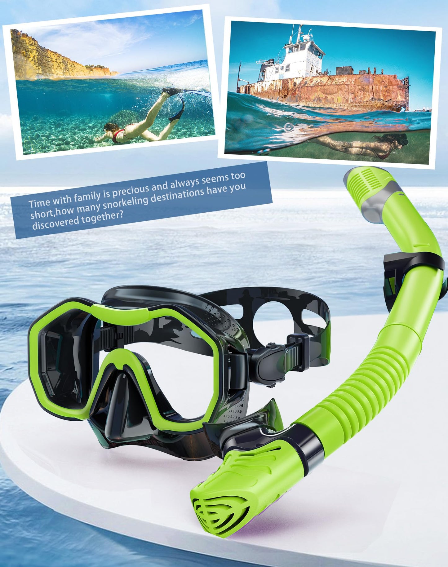 Lealinga Snorkel Set Adults 2Pack, Snorkel Mask Anti-Fog Panoramic View Diving Mask Dry Top Snorkel Kit with Travel Bag Diving Set for Snorkeling