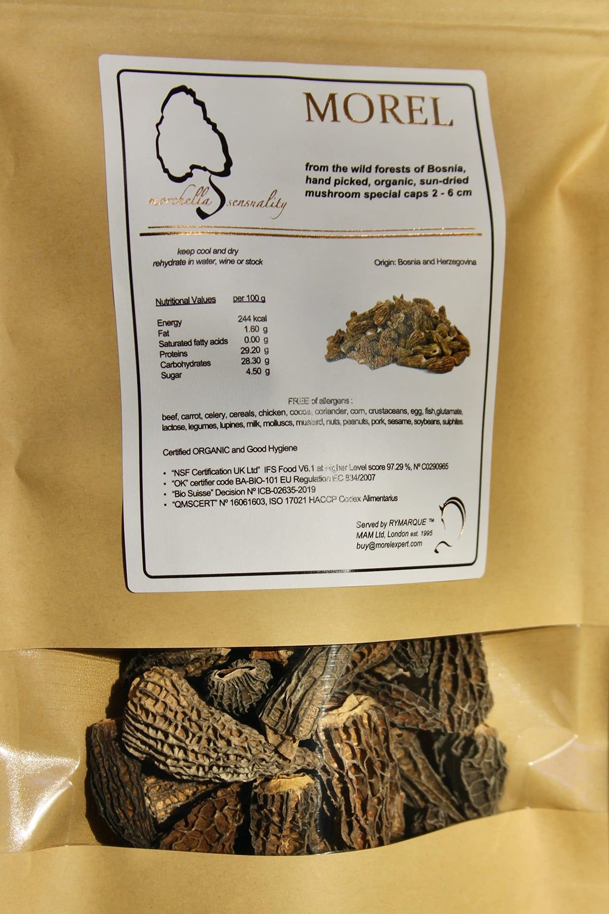 Wild Morel - Morchella - Mushrooms - Sun-Dried Caps (4 - 8 cm) - No Tails - 30 g