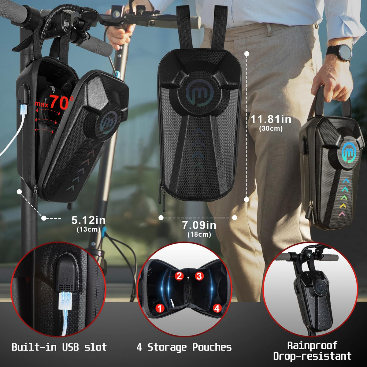 Mezelon Anti Theft Lock for Electric Scooters, Bikes, Motorbikes, Handcuff Locks with Waterproof Storage Bag, Hardened Laminated Steel Lock for E