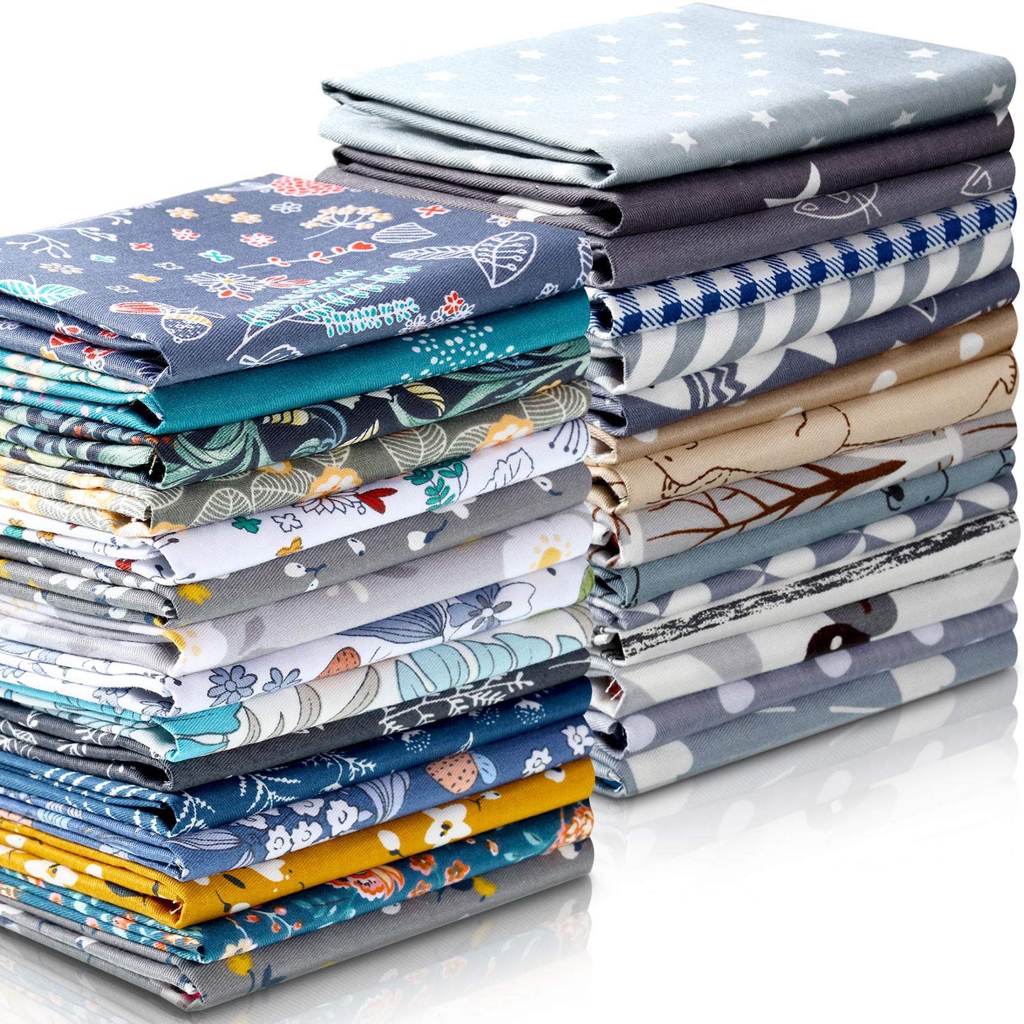 30 Pieces 10 x 10 Inches Cotton Fabric Bundle Squares Patchwork Floral Fabric Sewing Quilting Bundles Assorted Pattern Cloth for DIY Scrapbook Craft