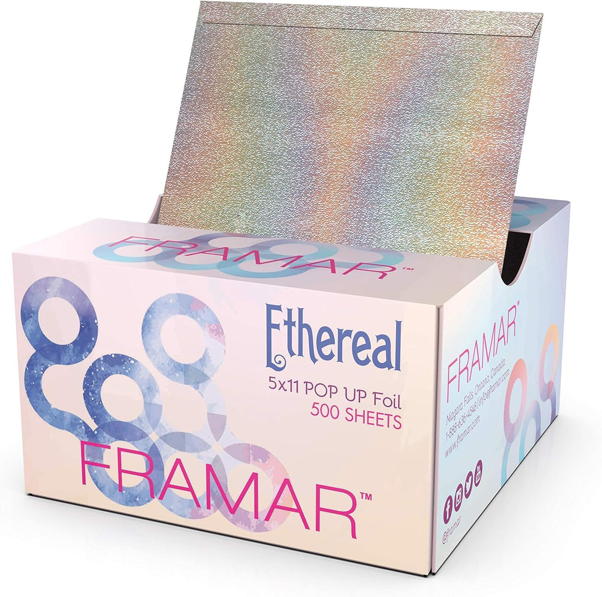 FRAMAR Ethereal Embossed Pop Up Hair Foil - Highlighting, Foils for Highlights, Hairdressing Foil for Hair Highlights, Non Slip Embossed Texture ? 500
