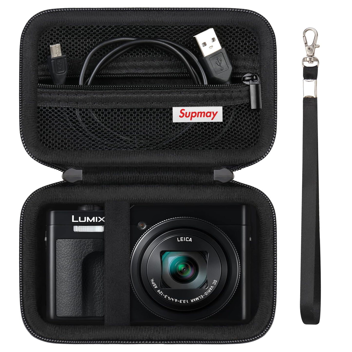 Supmay Camera Case for Panasonic LUMIX DC-TZ99E-K Compact Travel Zoom Camera/LX10 ZS200D ZS200 ZS80D ZS80 ZS100 ZS70 ZS60, Protective Case Bag with