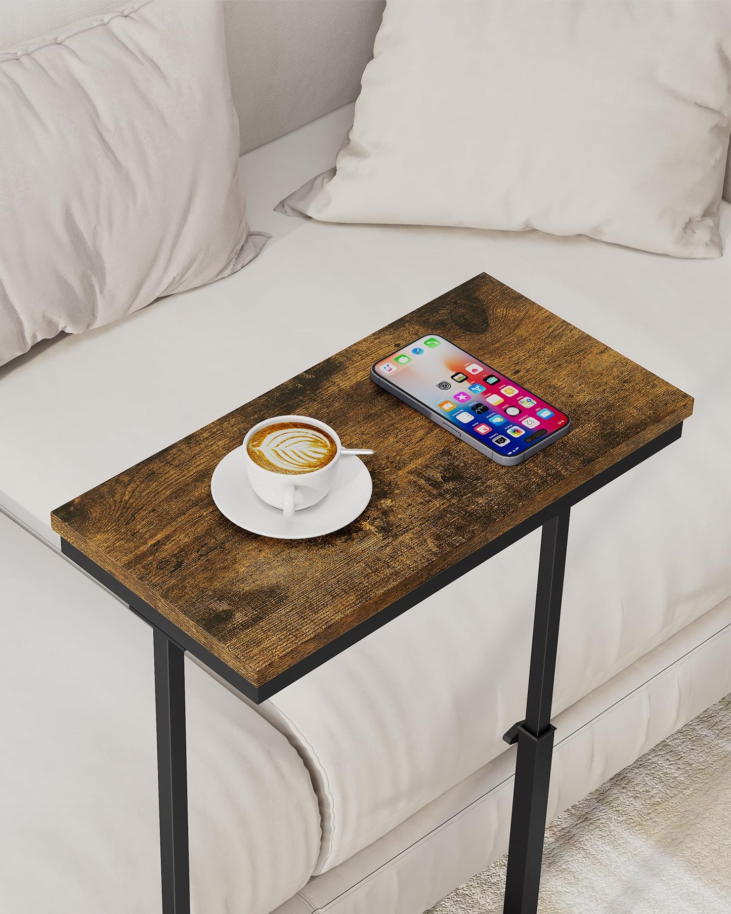 TUTOTAK End Table, Side Table, Tall Couch Table, Sofa Table, Living Room, Bed Room, Brown TB01BB0832EU