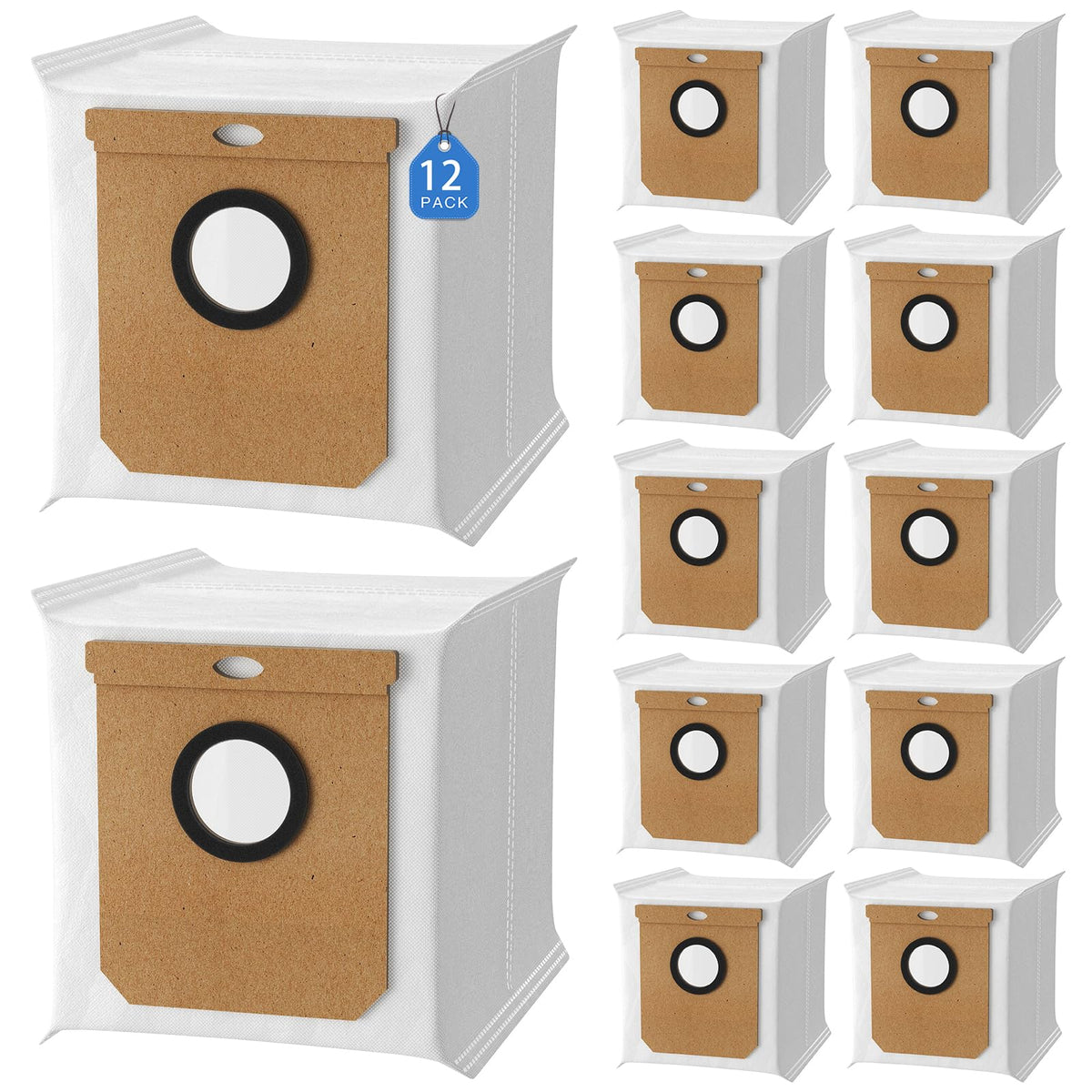 12 Pack Dust Bags for Eufy Clean L60 SES / L60 Hybrid SES / L50 SES Robot, Vacuum Cleaner Bags for Eufy L60 SES, Replacement Dust Bags for Eufy 2.5L