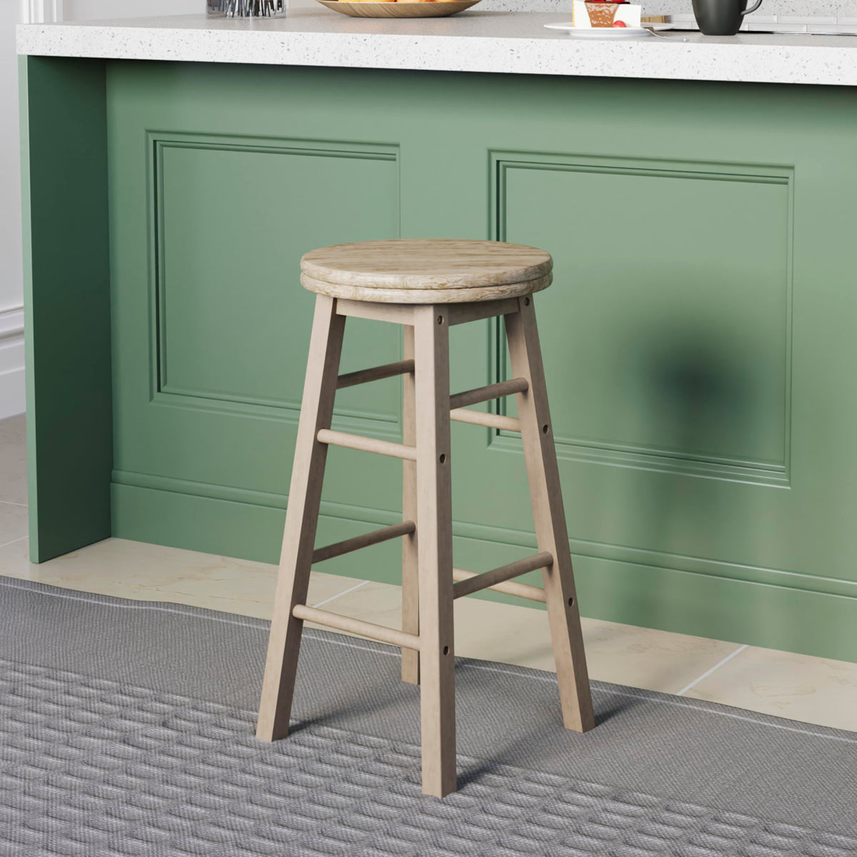 Chef Vida Modern Breakfast Bar Stool, 360 Swivel Kitchen Counter Home Bar Seat, Solid Wood (1, Pine)