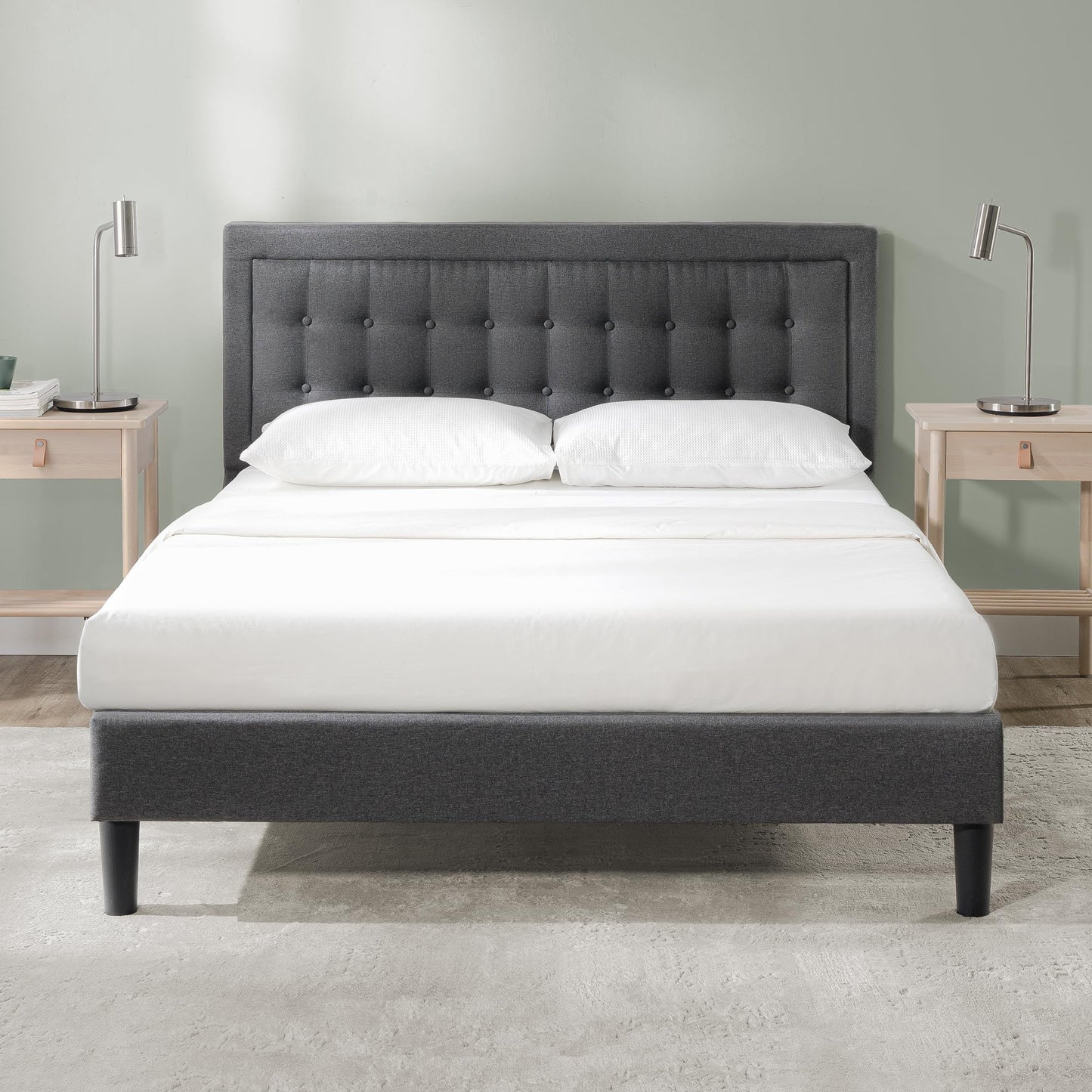 ZINUS Dachelle 35 cm Upholstered Platform Bed Frame | Mattress Foundation | Wood Slat Support | For Adults, Kids, Teenagers | Easy Assembly | Single |
