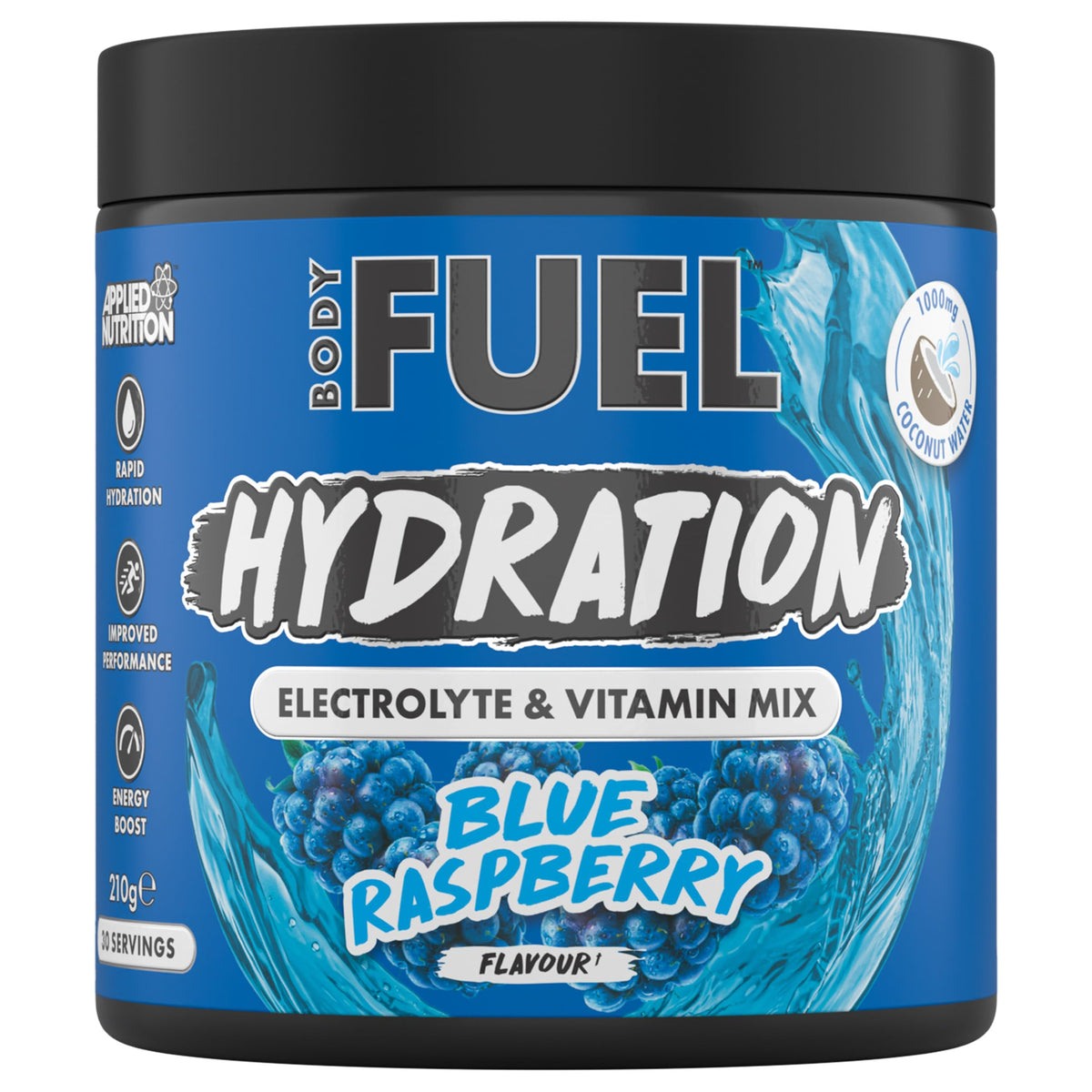 BodyFuel Hydration Electrolyte & Vitamin Powder - Natural Energy & Reduces Tiredness & Optimise Hydration (210g - 30 Servings)(Blue Raspberry)