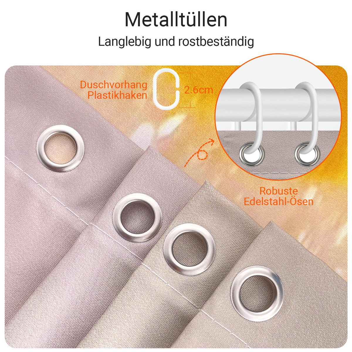 Lerores Shower Curtain, 220 x 200 cm, Yellow Duck, Weighted Hem, Anti-Mould Textile, Water-Repellent