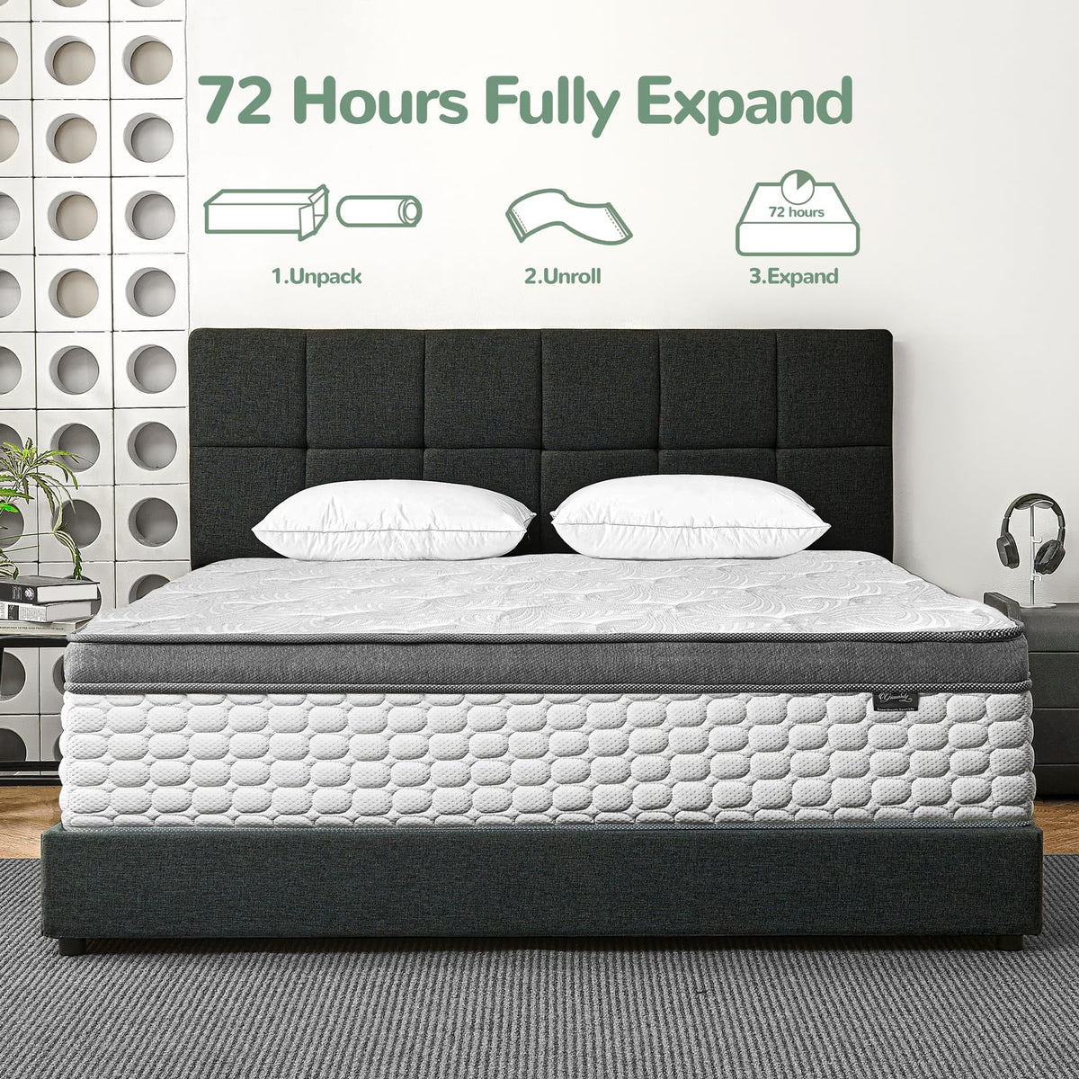 Giovanly Double Mattress, 22CM Hybrid Mattress in a box Gel Memory Foam, Pocket Springs, Medium Firm & Silent Sleep & Reinforced Edge & Pressure