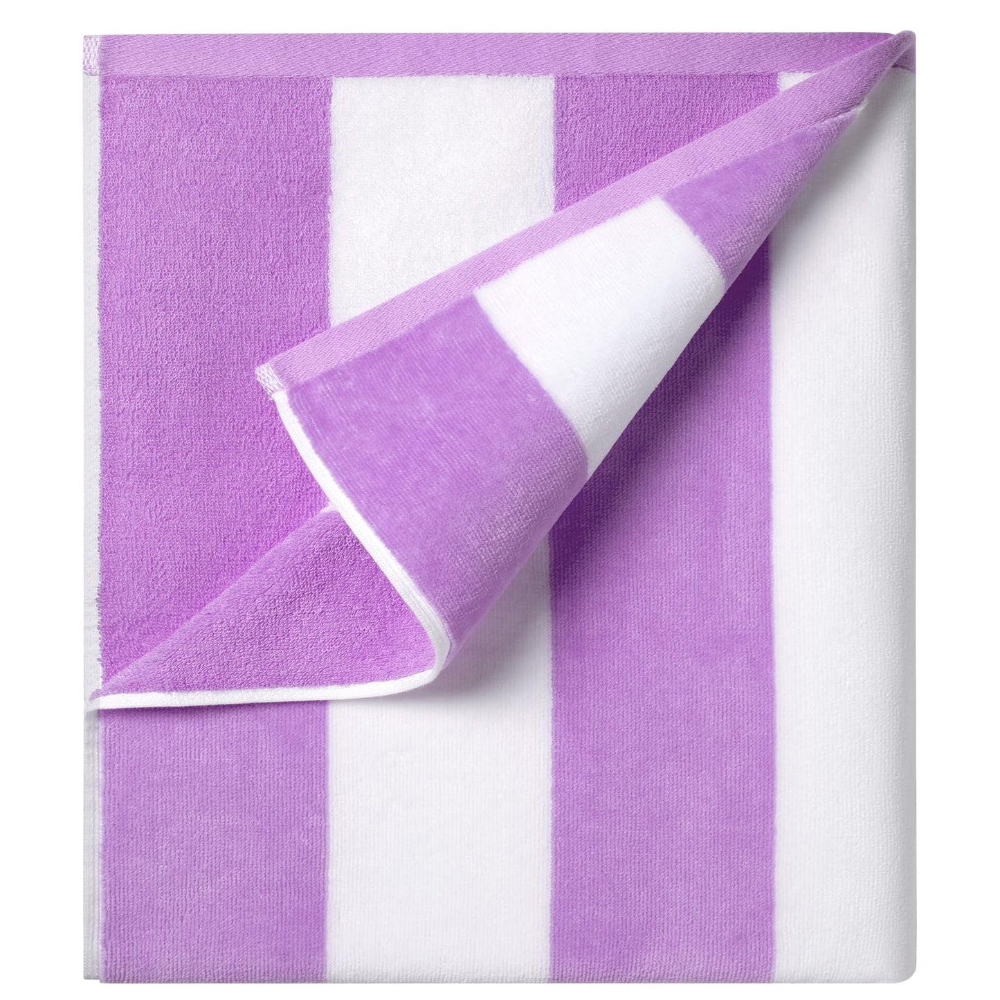 Ouxiaobai Cotton Oversized Beach Towel - 35 x 70 Inch Large Size Pool Towel, Striped Soft Cabana Swim Towel (Purple)