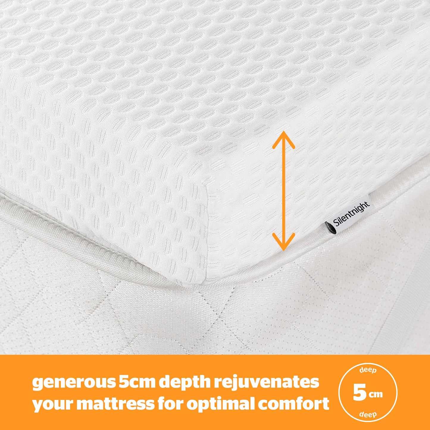 Silentnight Impress Memory Foam - 5cm Thick Luxury Orthopedic Mattress Topper for Back and Neck Pain - Removable Washable Cover - Small Double, White