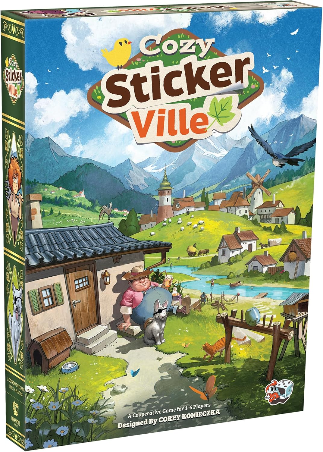 Asmodee Cozy Stickerville Family Board Game, Used- very good, been played, complete, open box