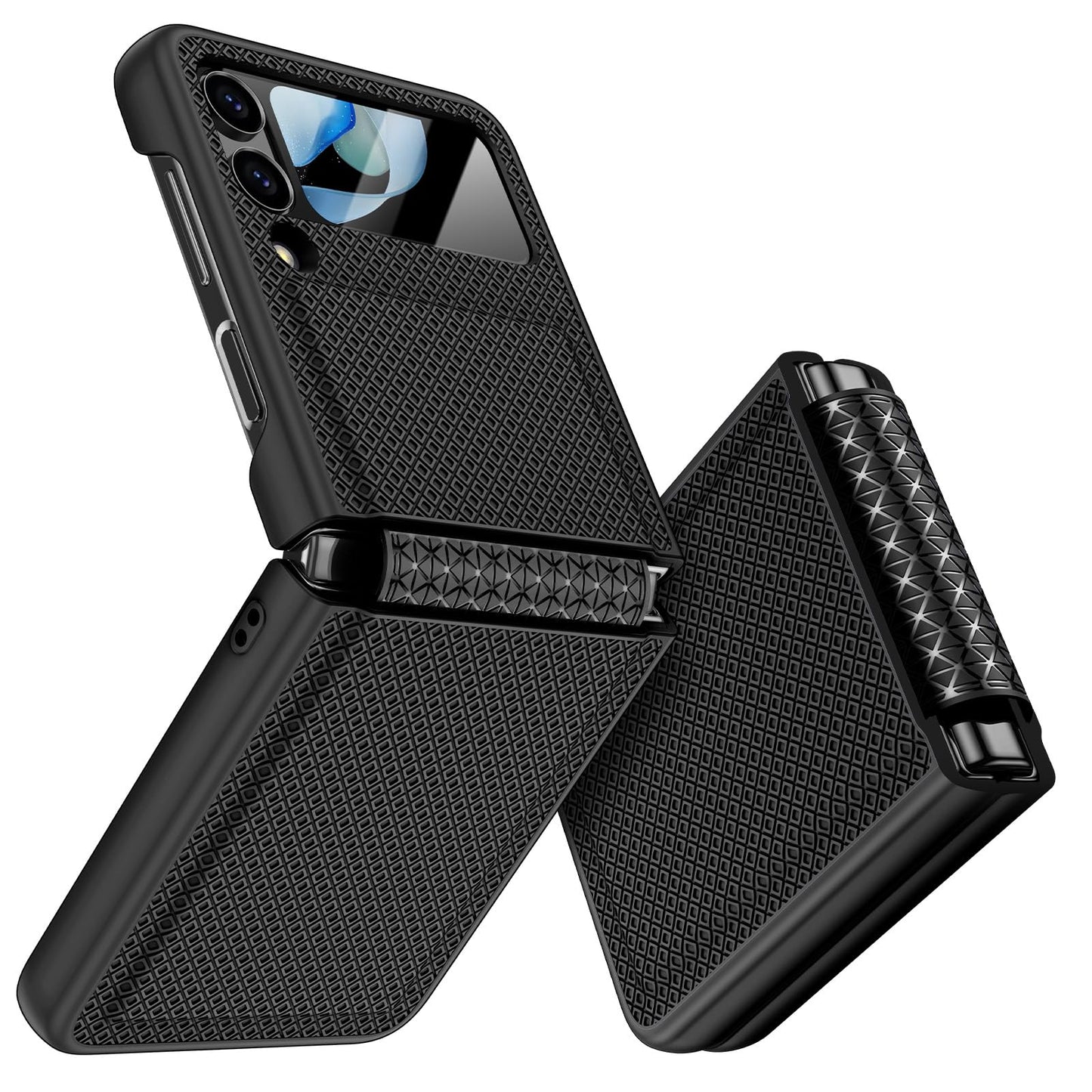 Doeshine for Samsung Galaxy Z Flip 4 Case with Back Screen Protector & Hinge Protection, Slim Fit Stylish Texture Non-Slip Hard Shockproof Protective
