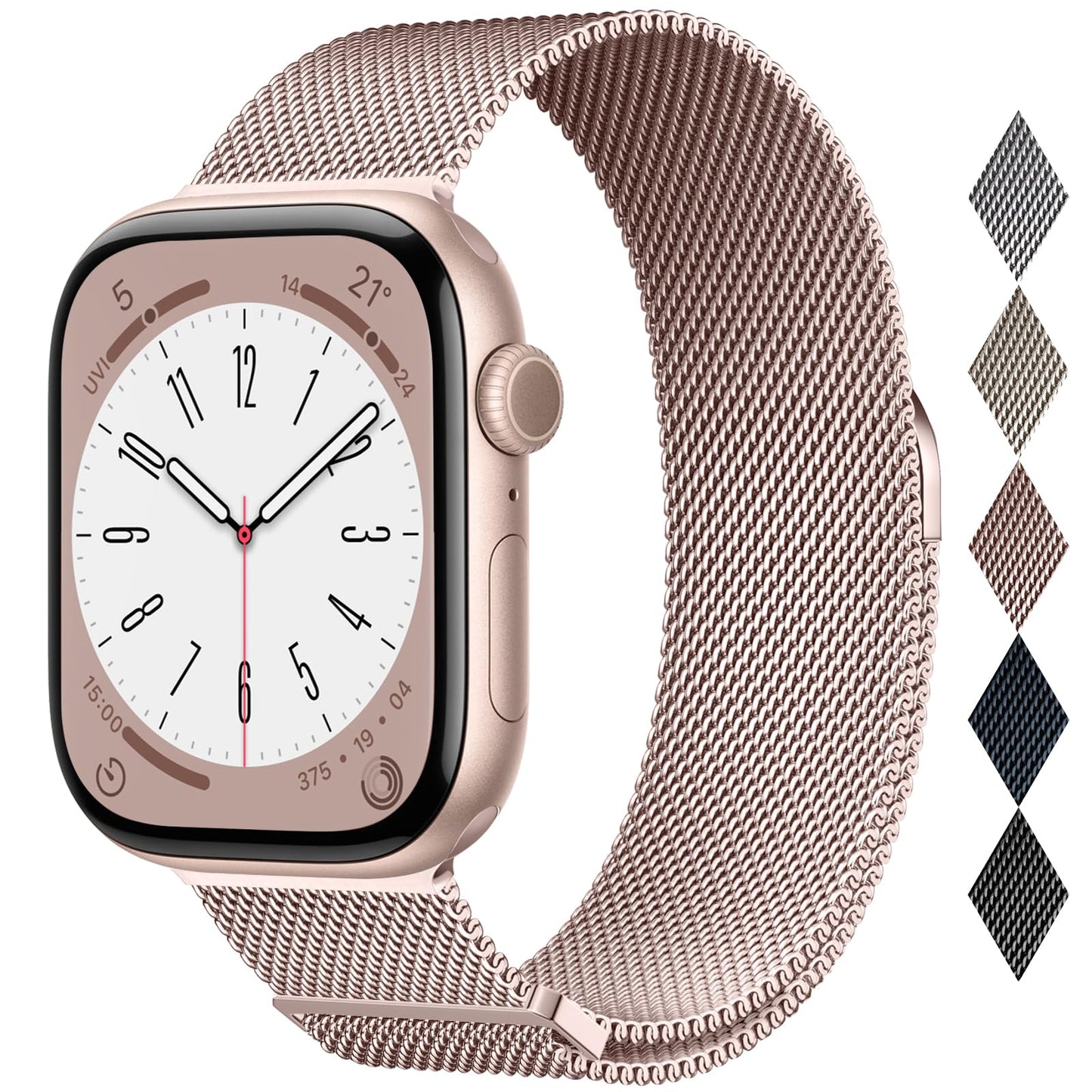 Milanese Loop Compatible with Apple Watch Straps 38mm 40mm 41mm 42mm 44mm 45mm 46mm 49mm Women & Men, Magnetic Clasp Adjustable Metal Bands for iWatch