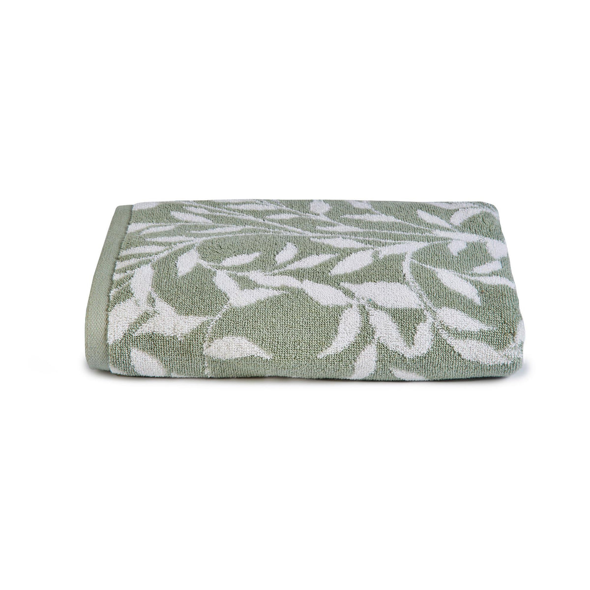 Dreams & Drapes - Sage Green Leaf Bath Sheet (90 x 150cm) - 100% Cotton - Soft Touch - Botanical Vintage Design - Sage Floral Bath Sheet - Bathroom