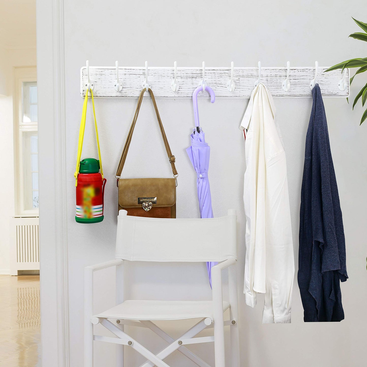 WEBI Coat Rack Wall Mounted,10 Hooks,98cm Long Coat Hooks Wall Mounted Rustic,Wood Coat Hanger Wall,Hook Rack Hooks for Hanging