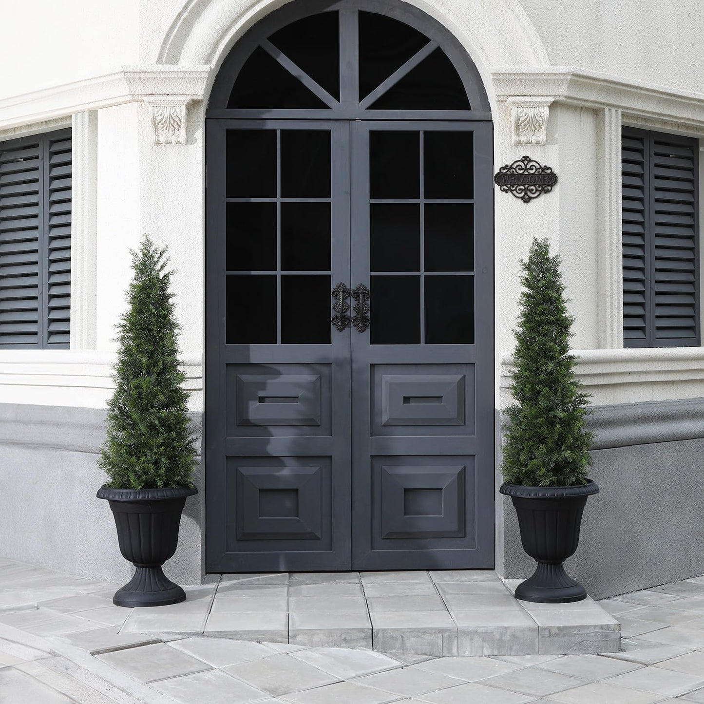Fopamtri Artificial Plants Outdoor 120 cm Cypress Tree Fake Plants Plastic in Pot, UV Rated Cedar Tree for Indoor Outdoor Home Garden Porch Decor(2