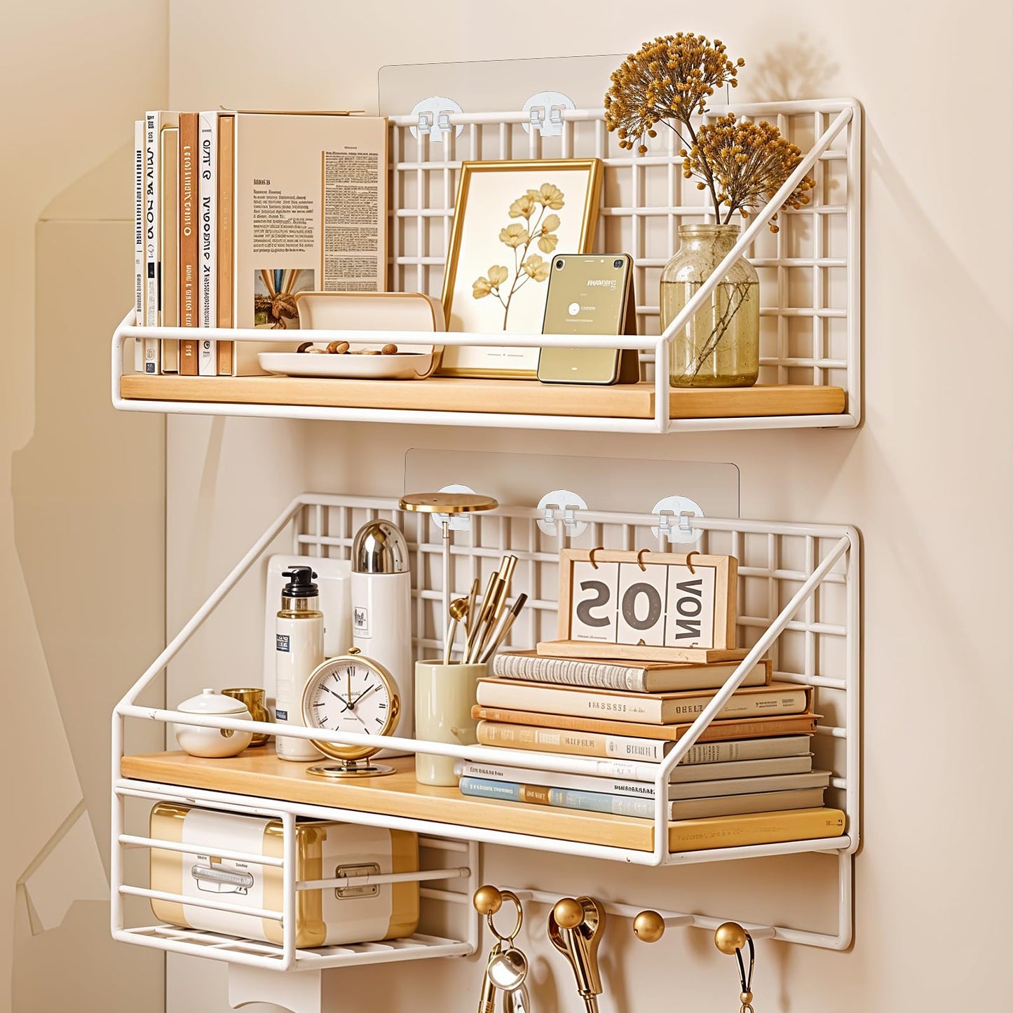 Dimeho 4 Pc Shower Caddy,Strong Shower Shelfe Adhesive Hook Kitchen Rack