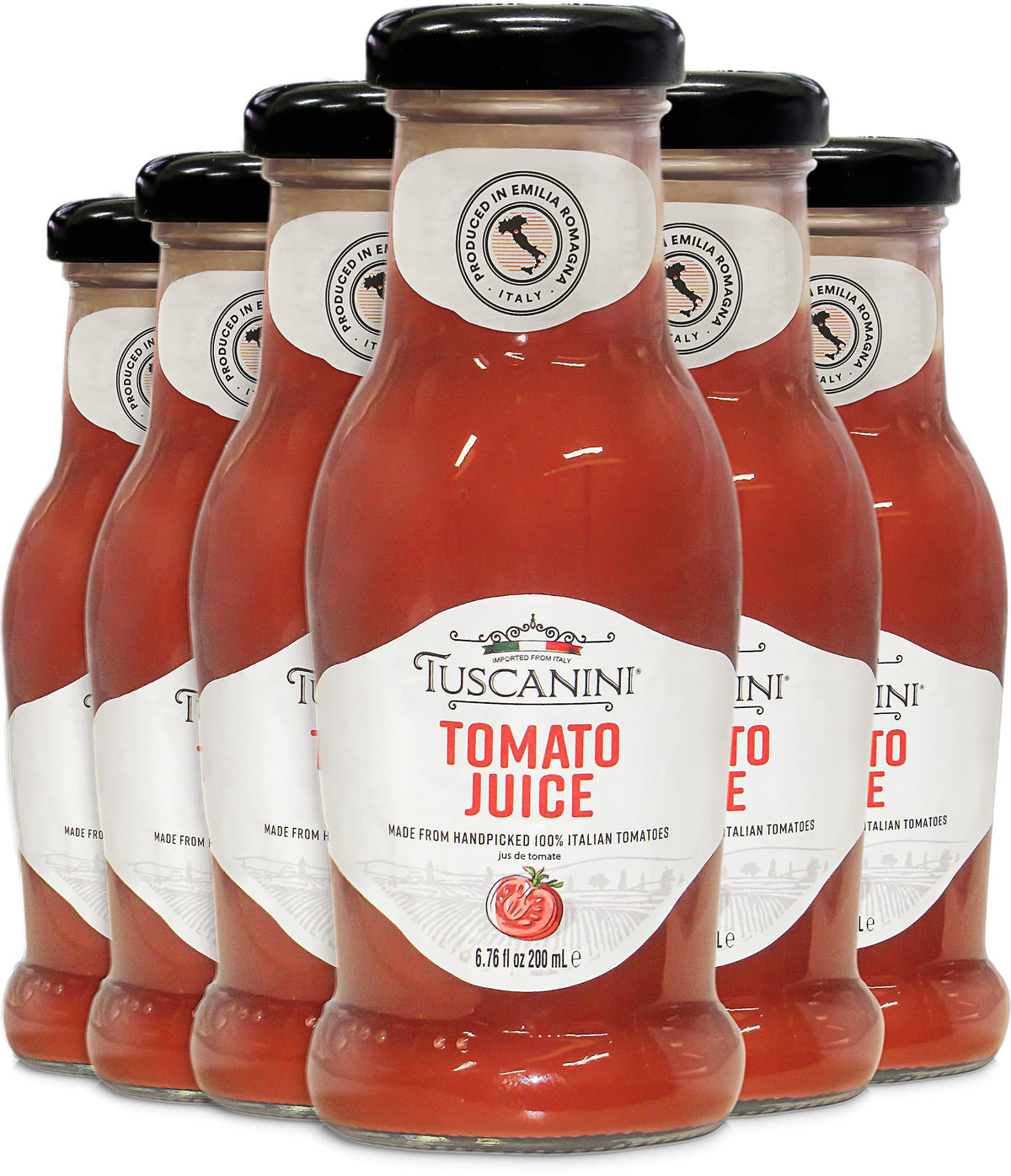 Tuscanini Premium Italian Tomato Juice, 200ml (Pack of 6) | Low Sodium Tomato Juice | Great for Cocktails | Non GMO Verified