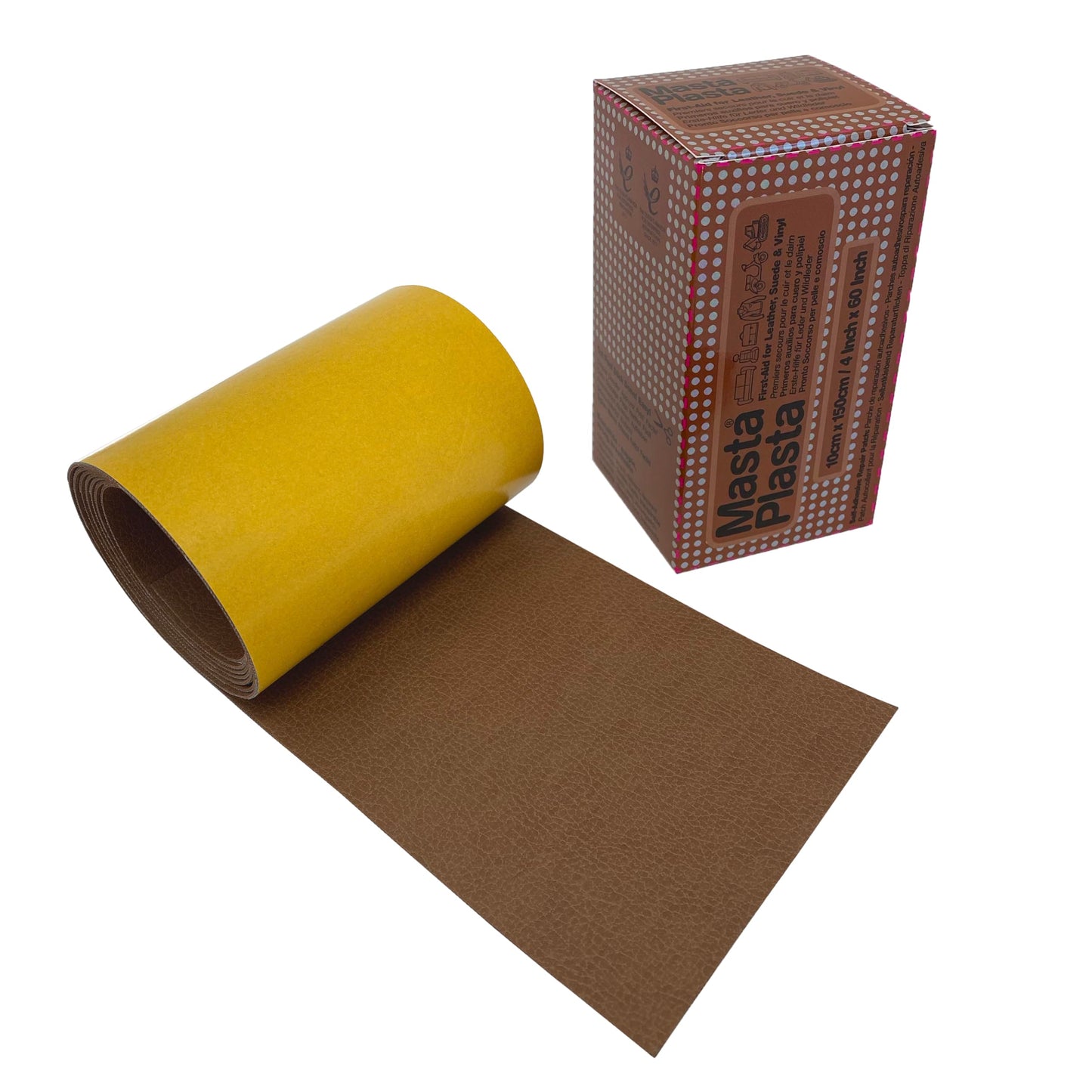 MastaPlasta Original Self-Adhesive Leather Repair Patch - Tan 150 x 10 cm (60 x 4in). Your Fast and Simple All-in-One Upholstery-Quality Leather