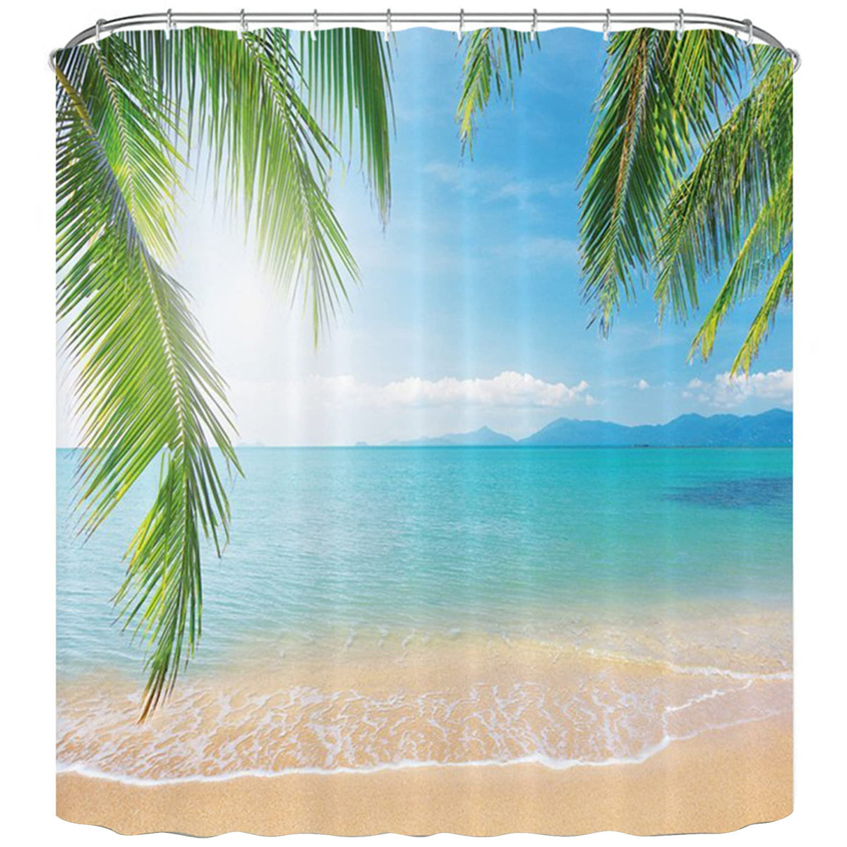 NiCoLa Shower Curtain Fabric Washable Bathroom Shower Polyester Fabric, 3D Shower Curtain with 12pcs Hooks for Bathroom