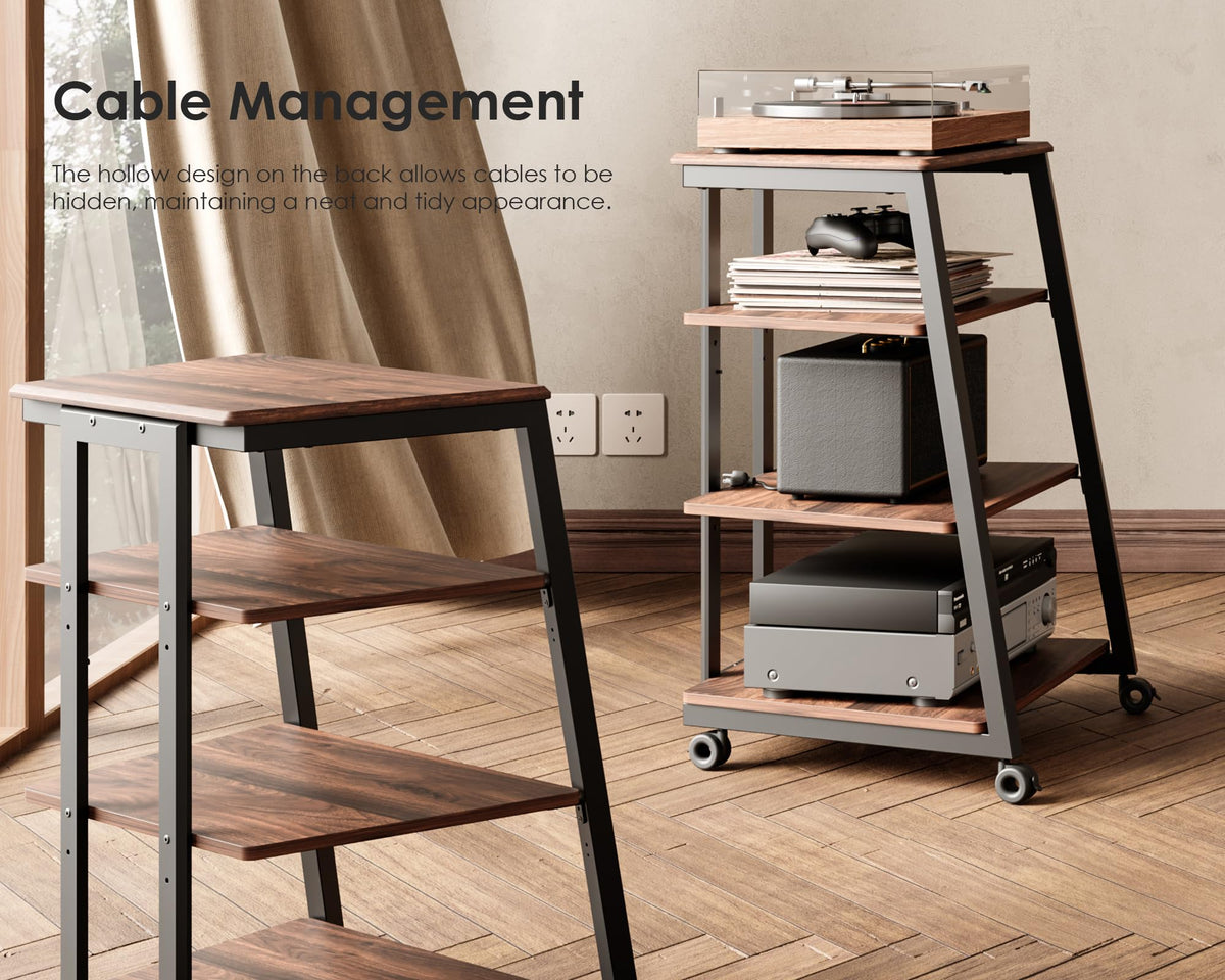 FITUEYES HIFI Stand Record Player Stand, Load Capacity 50KG, Walnut