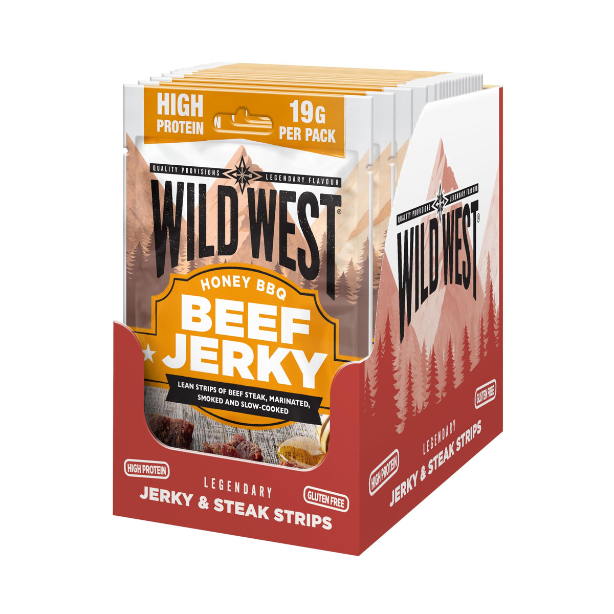 Wild West Honey BBQ Beef Jerky 12 ? 60g ? High Protein Gluten Free Snack ? No Added MSG ? Ideal for Gym, Travel, Hiking & Everyday Energy