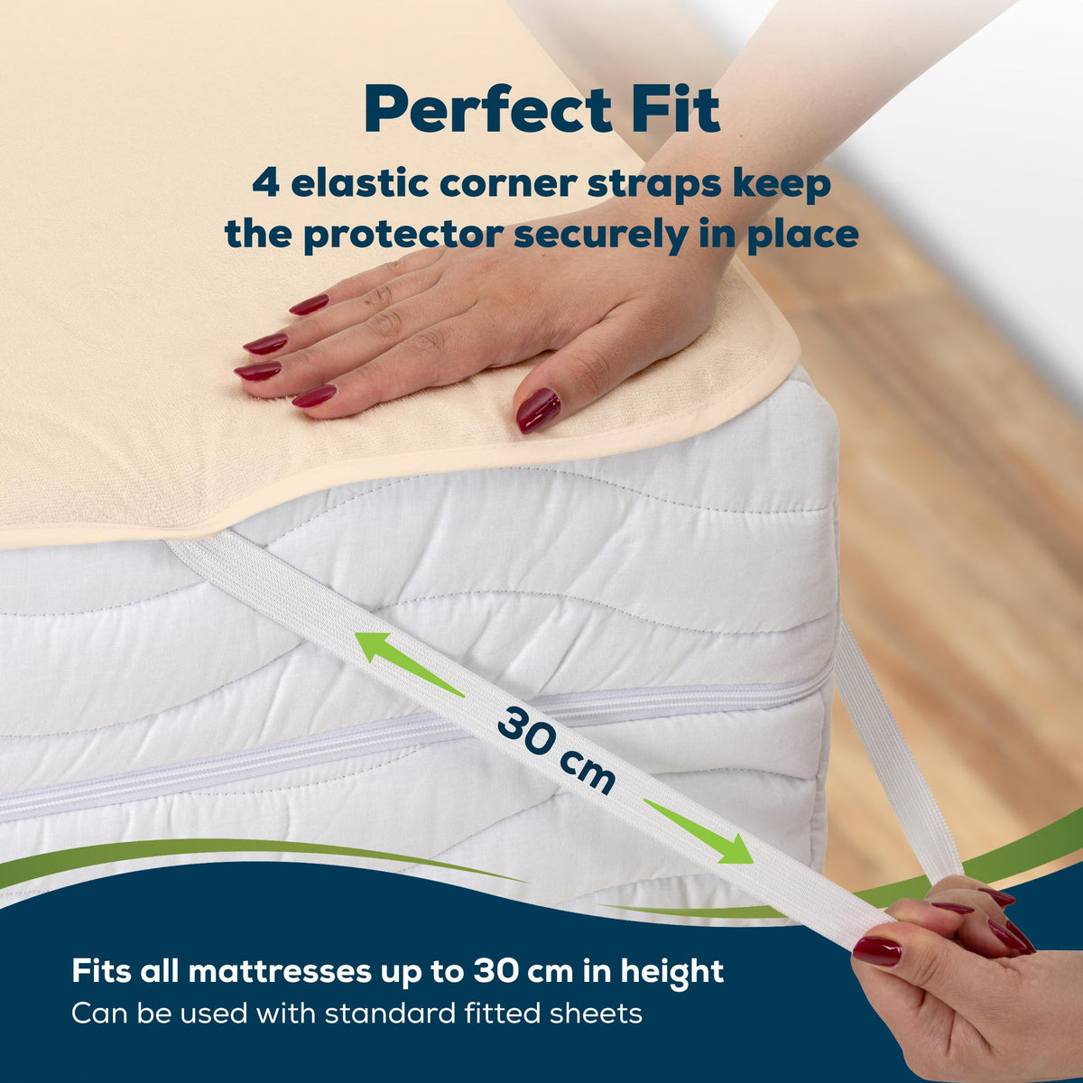 Sensalou Waterproof Mattress Protector 90 x 200 cm Beige – Mattress Cover for Single Bed