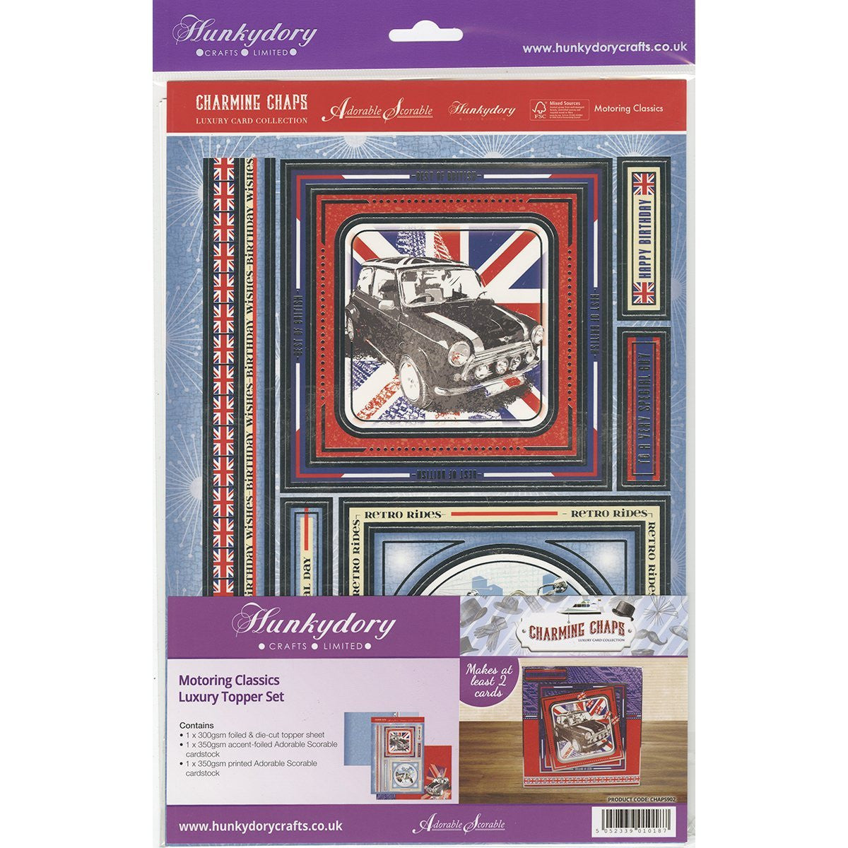 Hunkydory charming chaps motoring classics topper set