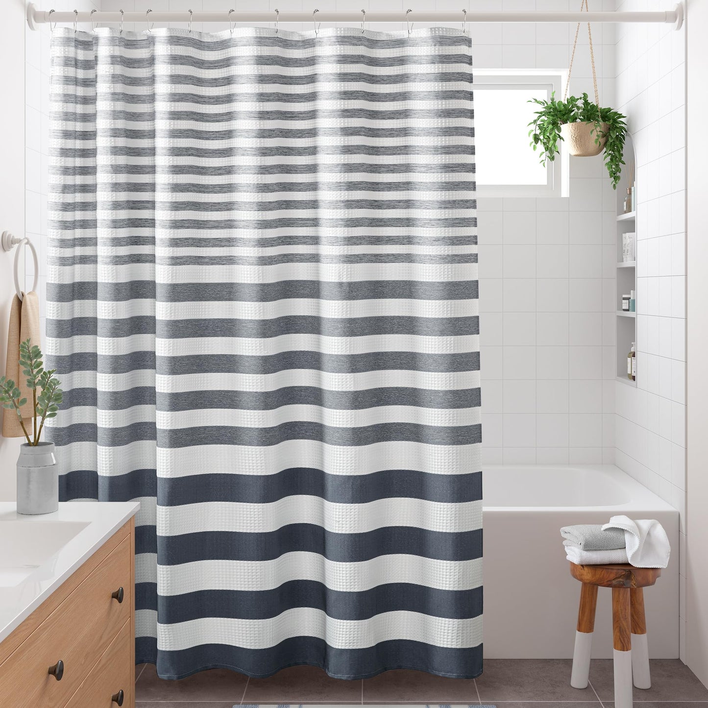 Madison Park Shower Curtain Spa Waffle Weave Shower Curtain for Bathroom 3M Scotchgard Moisture Management, Spa Quality Modern Shower Curtains for