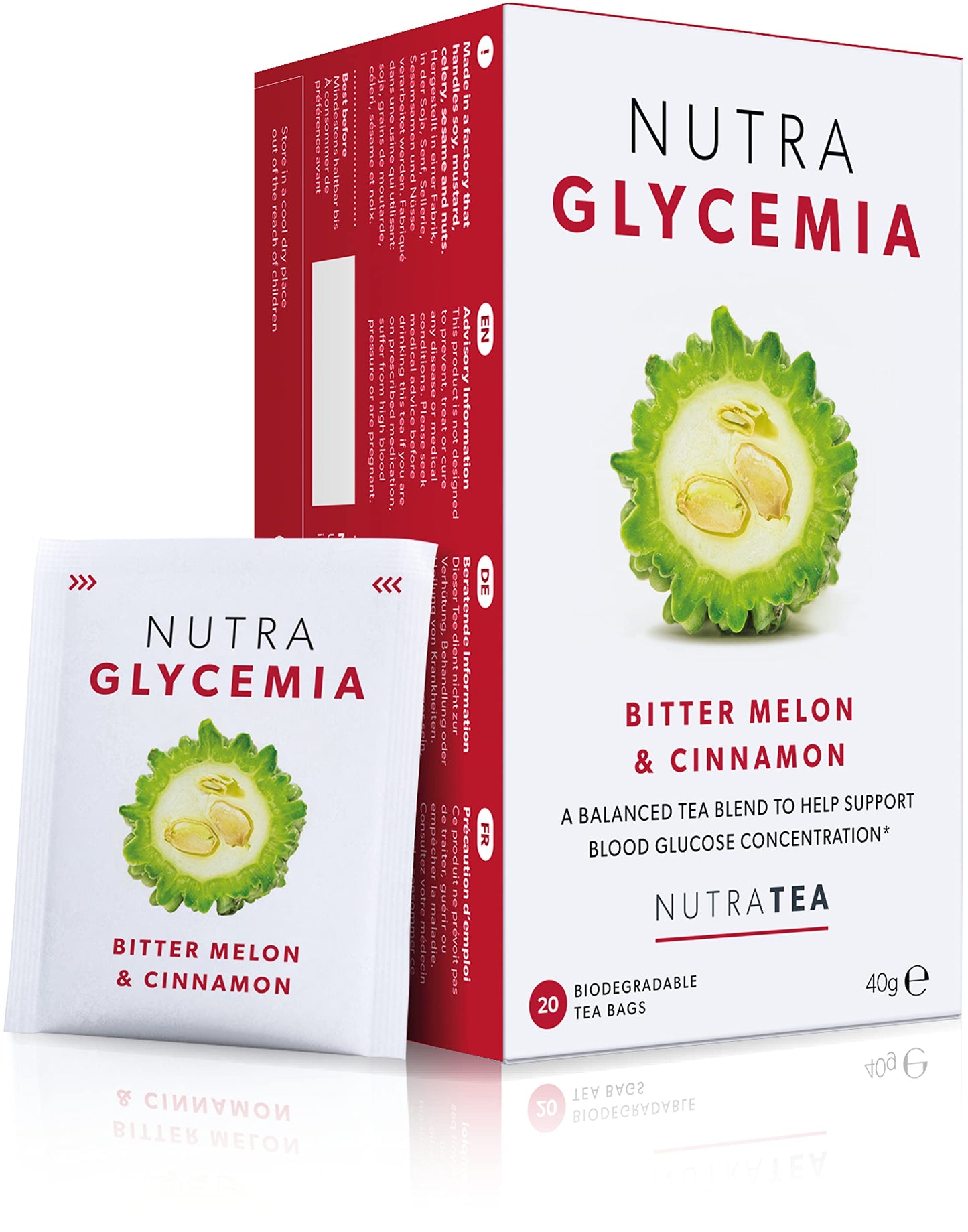 Nutra Tea NUTRAGLYCEMIA - Blood Glucose Tea - Diabetes Tea - For Blood Sugar Control & Diabetics - Includes Bitter Melon, Cinnamon & Fenugreek - 60